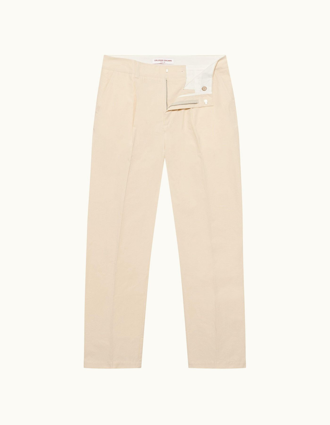 Beckworth Pleated - Mens Pebble Easy Fit Single Pleat Laundered Cotton Trousers