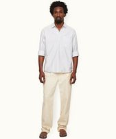 Beckworth - Mens White Sand Relaxed Fit Laundered Cotton Canvas Trousers