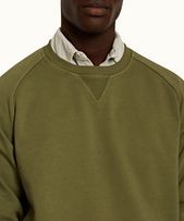 Bingham - Mens Field Green Classic Fit Garment Dye Sweatshirt