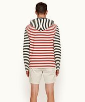 Blaine Stripe - Mens Navy/Summer Red Breton Stripe Relaxed Fit Hooded Sweatshirt