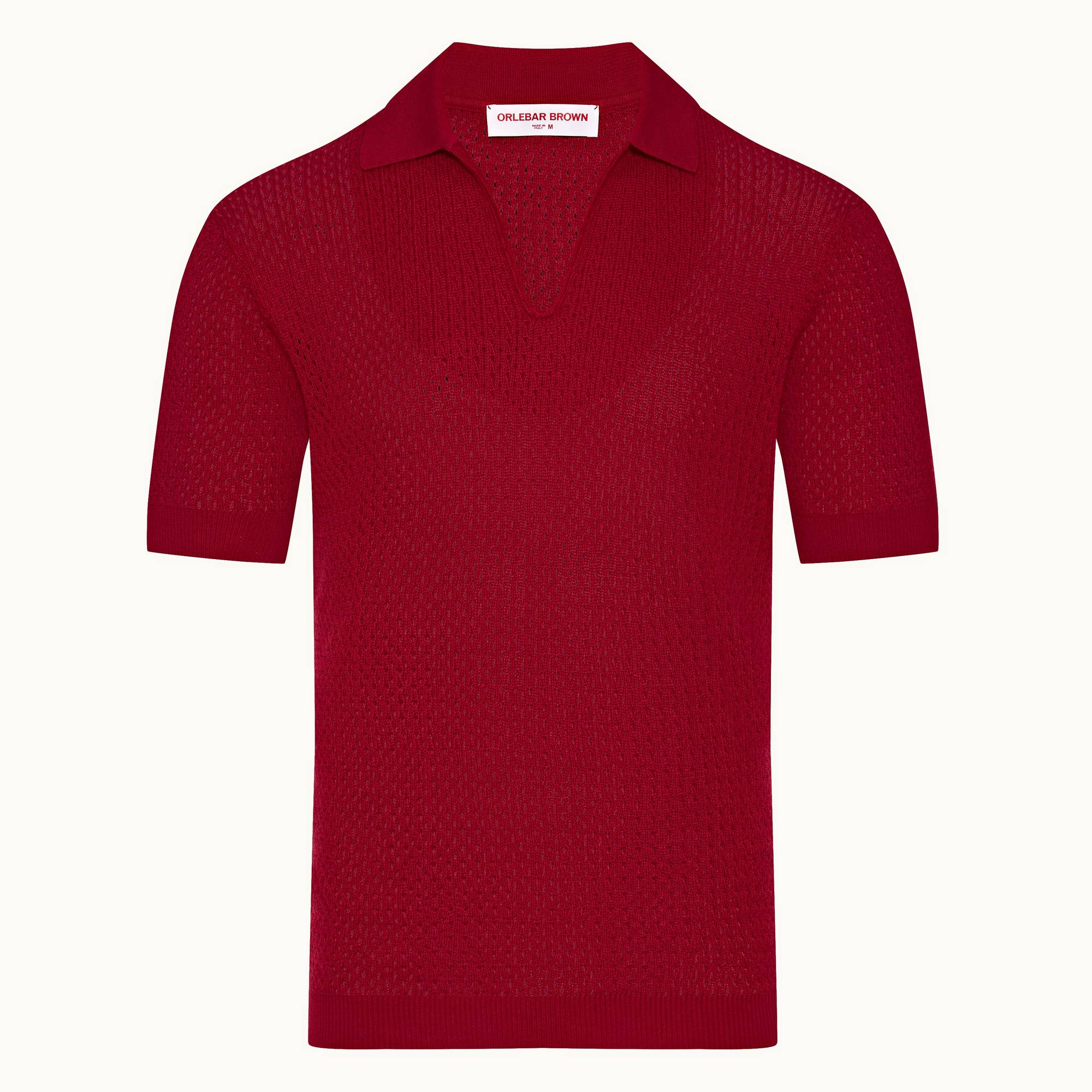 Bruno - Mens Vermillion Crochet Classic Fit Mercerised Organic Cotton Polo Shirt