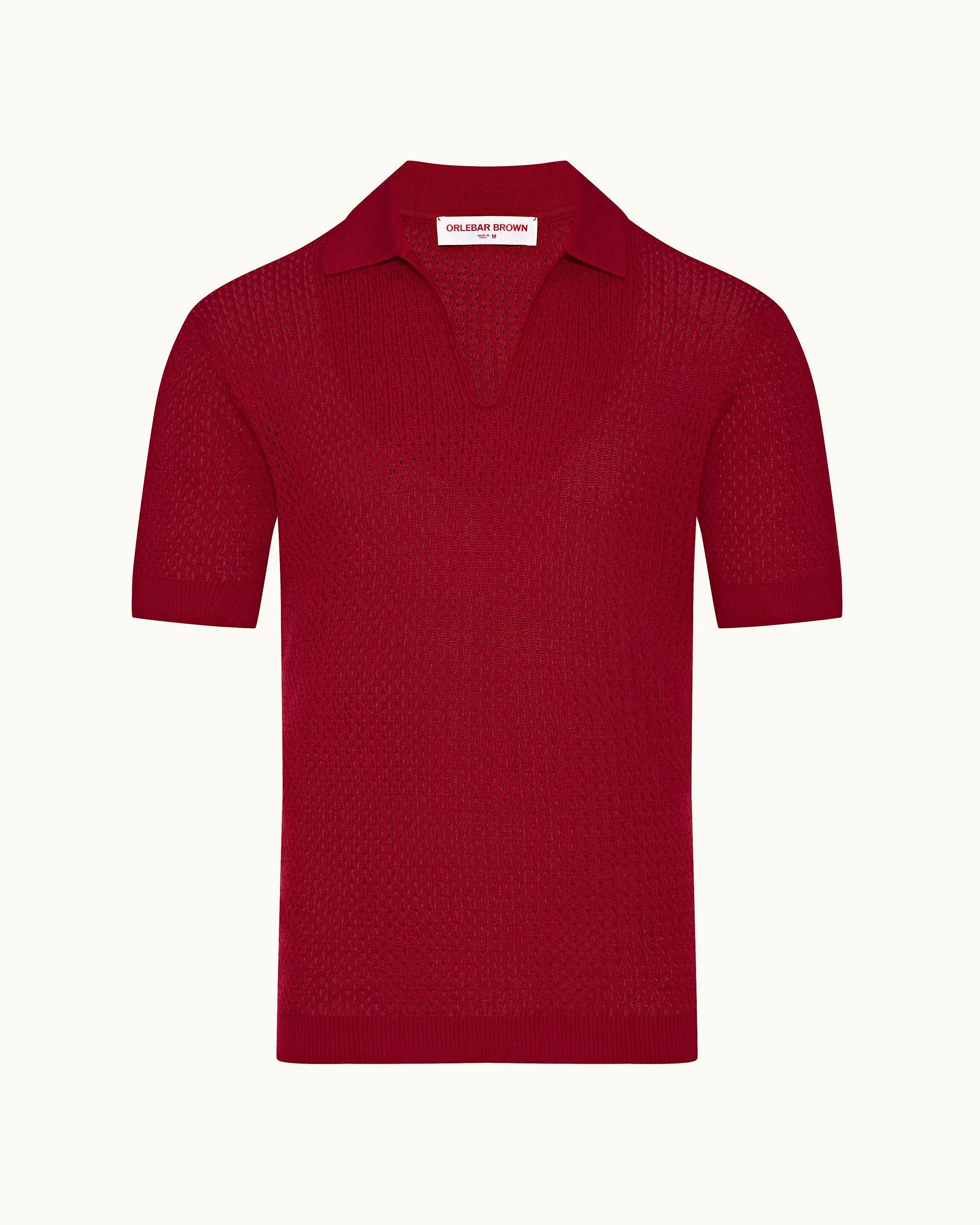 Banquete desarrollo de Calígrafo Orlebar Brown| Vermillion Crochet Classic Fit Mercerised Organic Cotton Polo  Shirt
