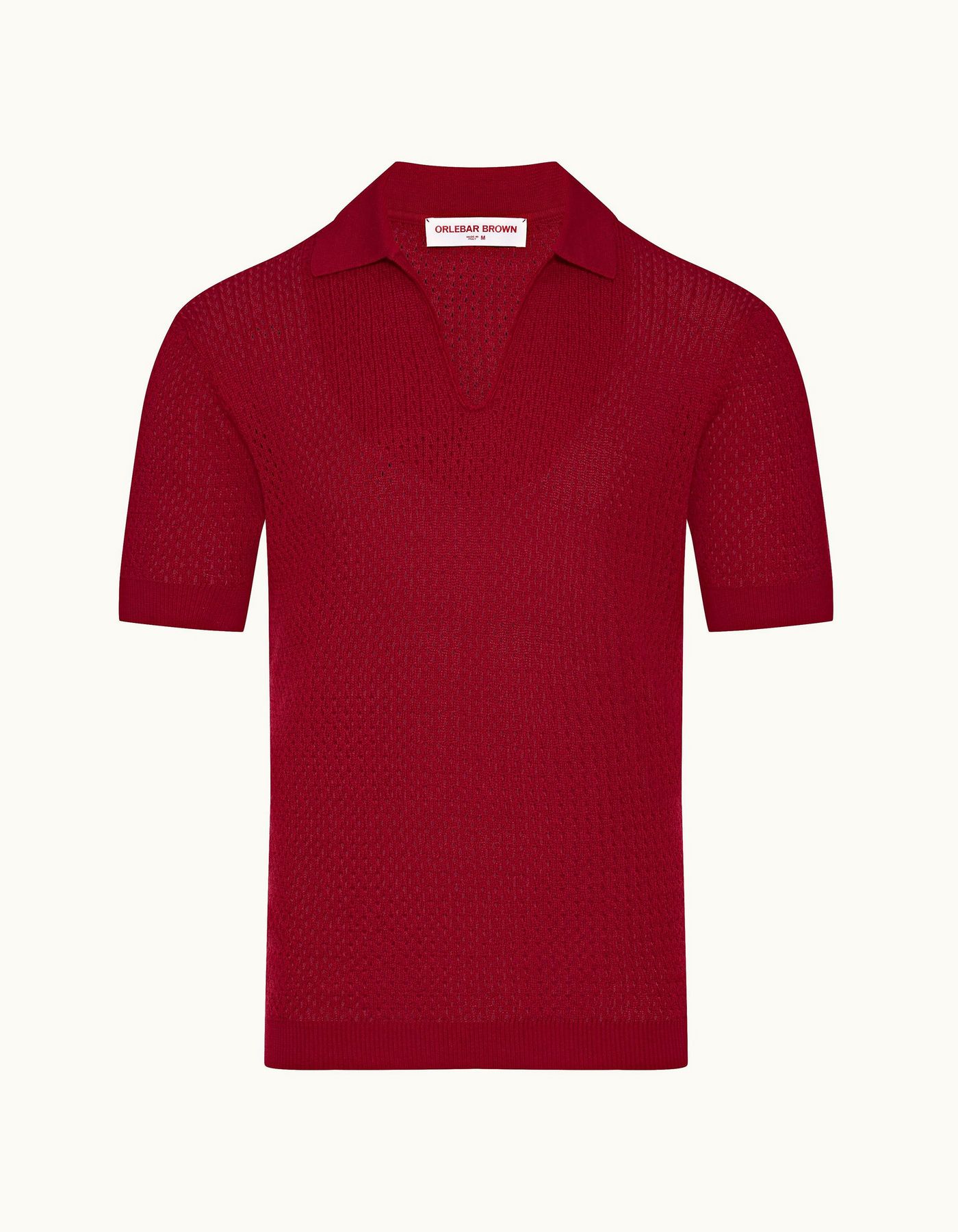 Bruno - Mens Vermillion Crochet Classic Fit Mercerised Organic Cotton Polo Shirt