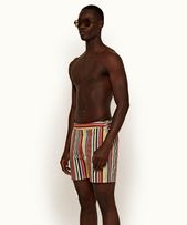 Bulldog - Mens Volcanic Red/Dune Stripe Mid-Length Swim Shorts