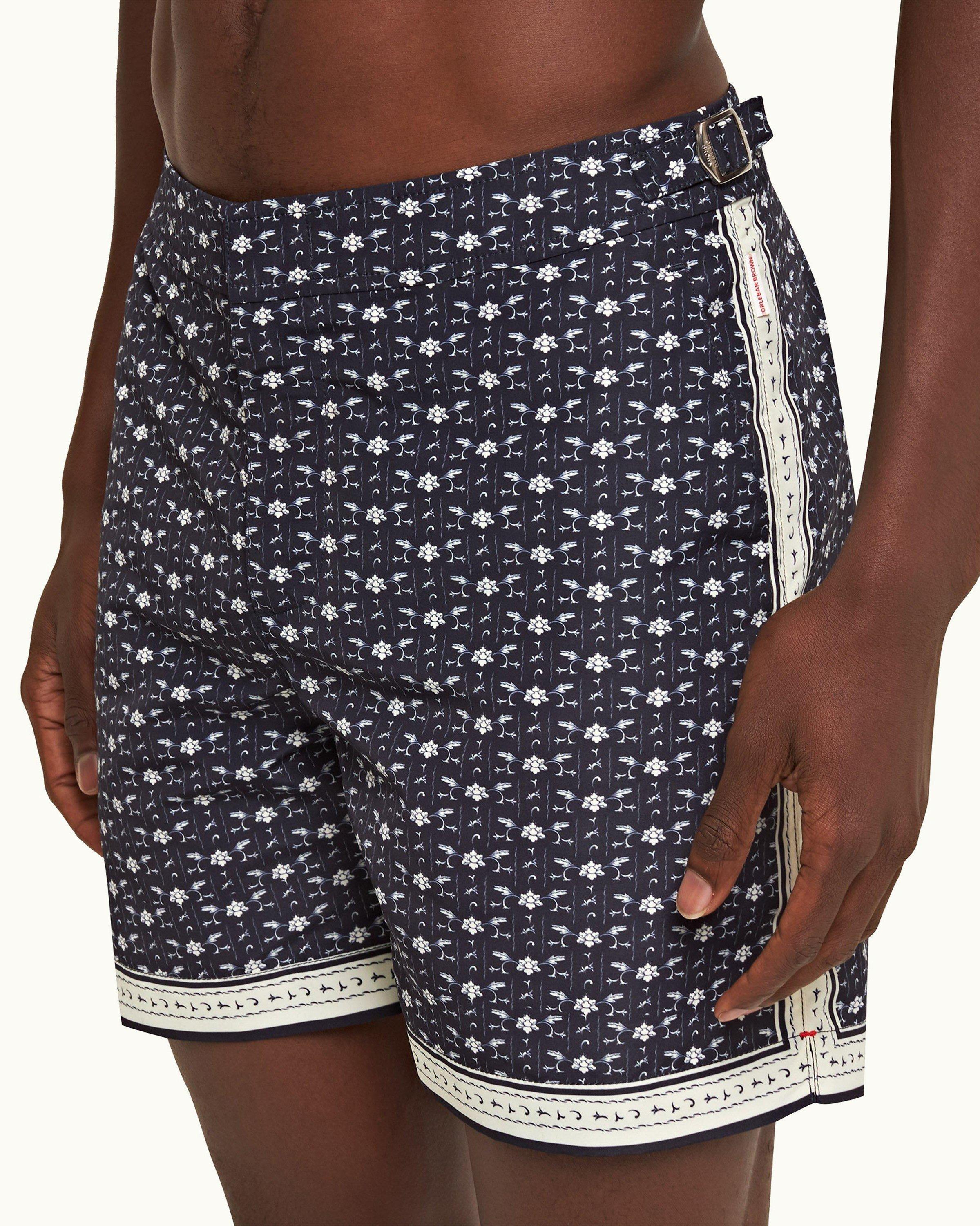 Mens Dark Blue Mid-Length Swim Shorts