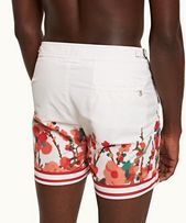 Bulldog - Mens Blossom Season Print Mid-Length Swim Shorts In Red
