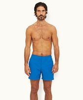 Bulldog - Mens Signal Blue Bold Stripe Tape Mid-Length Swim Shorts