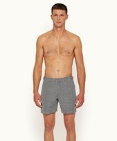 Bulldog - Mens Navy/White Geometric Print Mid-Length Swim Shorts