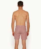 Bulldog - Mens Summer Red/White Geometric Print Mid-Length Swim Shorts