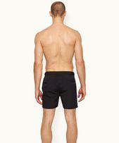 Bulldog - Mens Black Concealed O.B Stripe Tape Mid-Length Swim Shorts