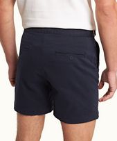 Bulldog Stretch-Cotton - Mens Dark Navy Stretch-Cotton Mid-Length Shorts