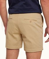 Bulldog Cotton - Mens Sand Dune Mid-Length Stretch-Cotton Shorts