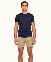 Bulldog Cotton - Mens Sand Dune Mid-Length Stretch-Cotton Shorts