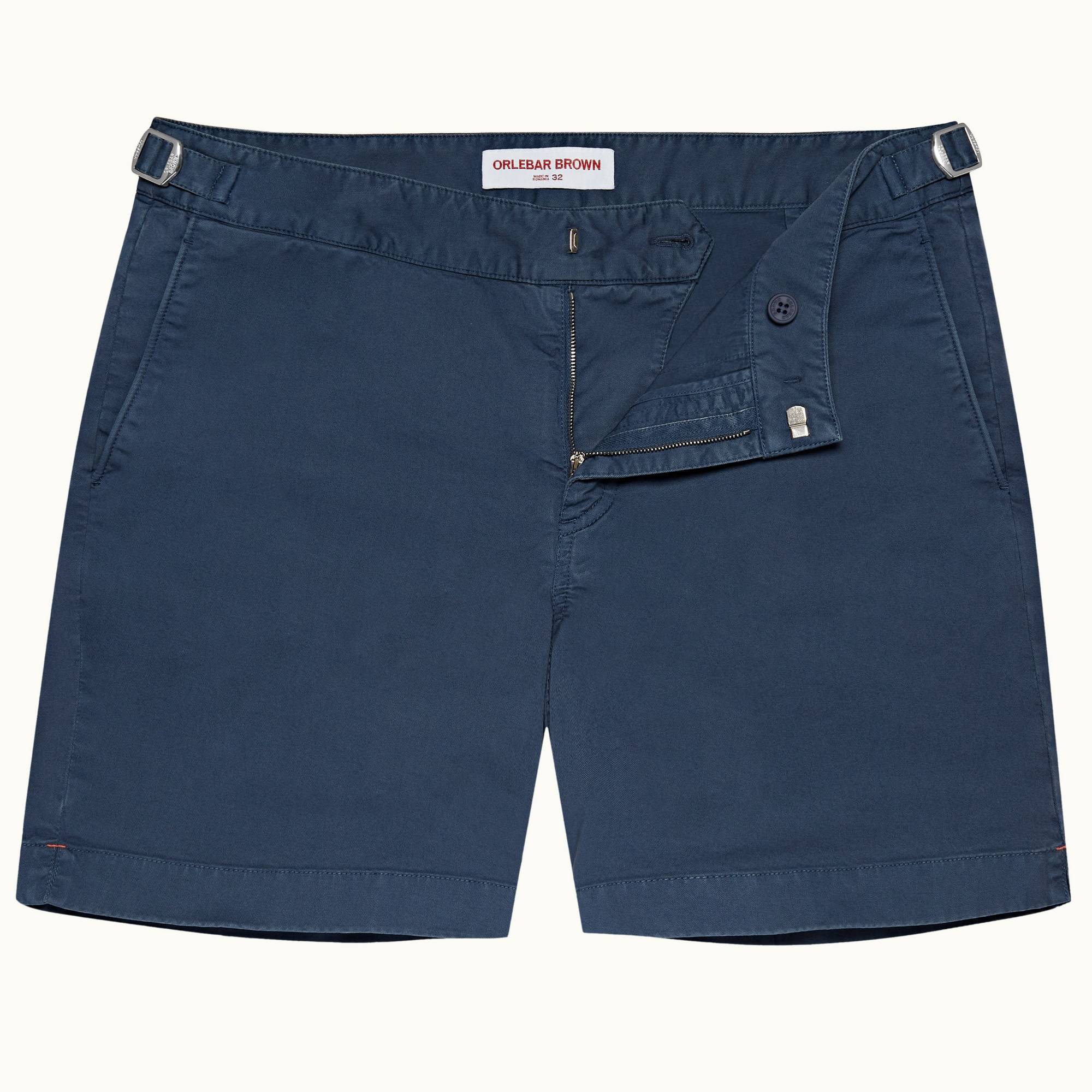 Bulldog Cotton Twill - Mens Classic Blue Mid-Length Cotton Twill Shorts
