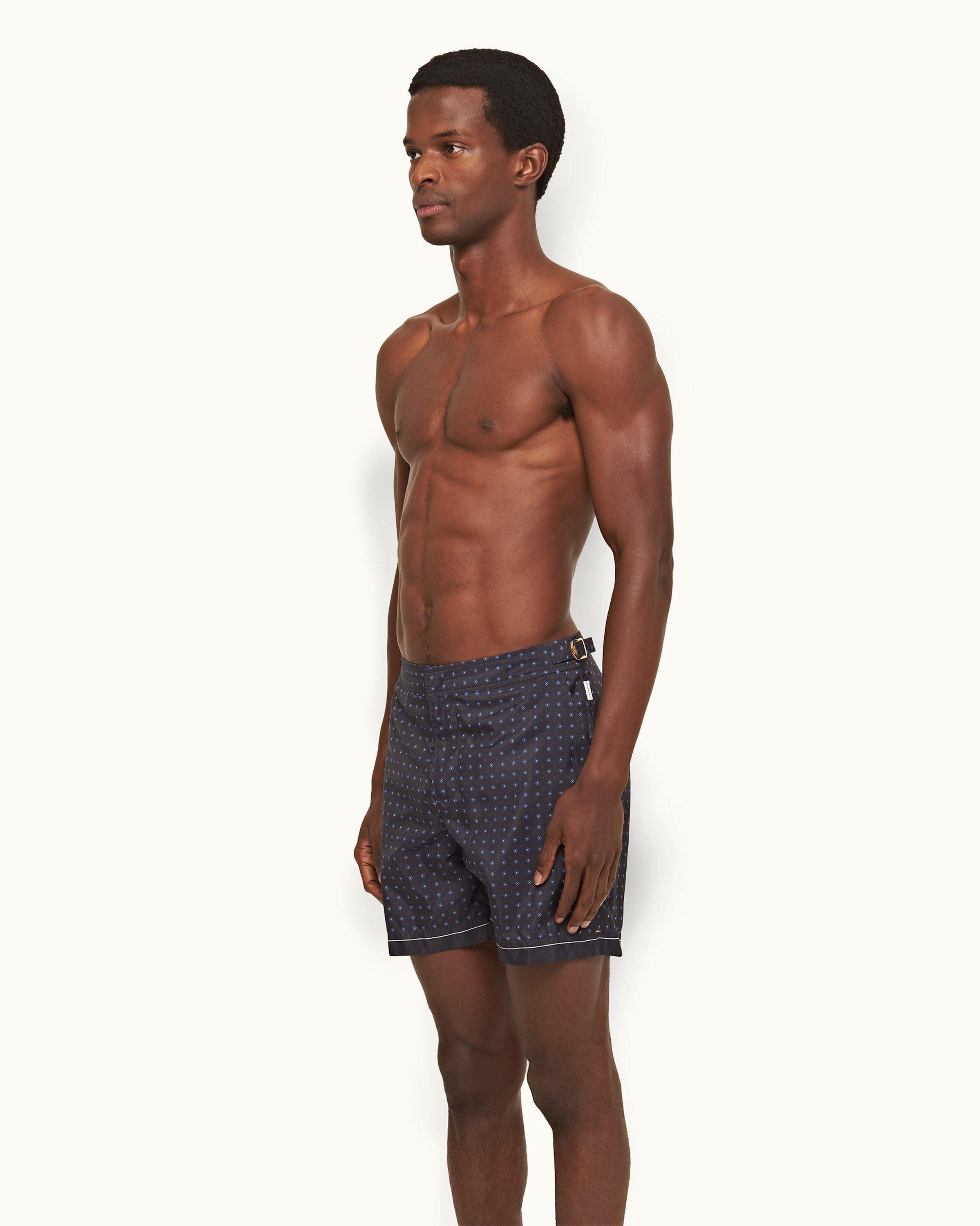 Orlebar Brown White/Night Iris Floret Shorter-Length Swim Shorts