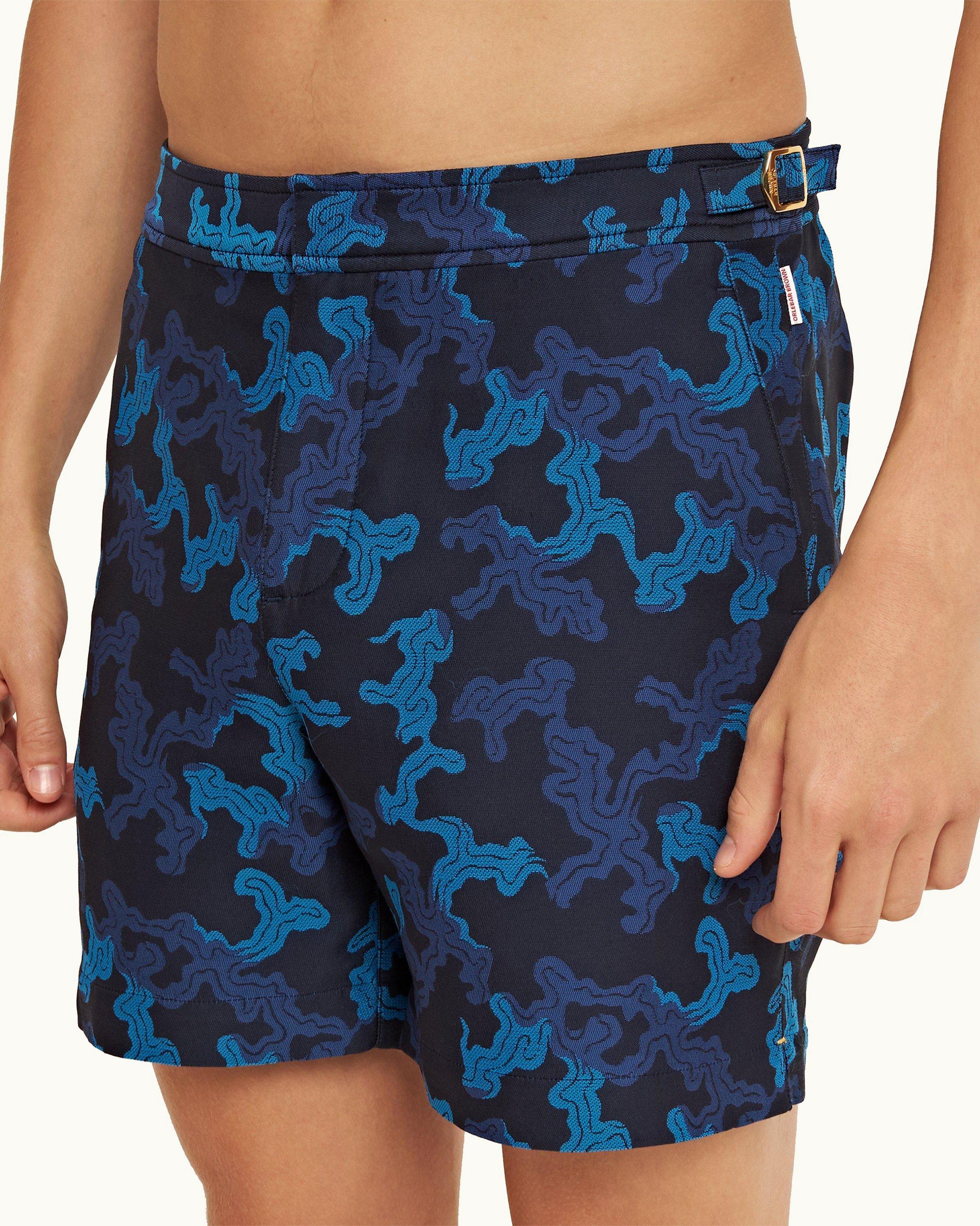 Orlebar Brown| Dark Sapphire Jacquard Mid-Length Swim Shorts