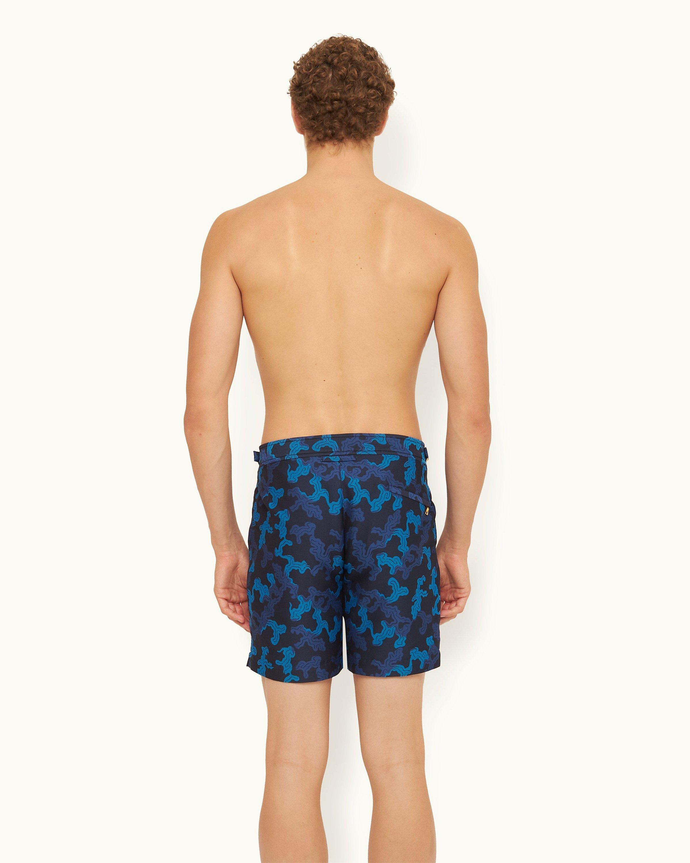 Orlebar Brown| Dark Sapphire Jacquard Mid-Length Swim Shorts