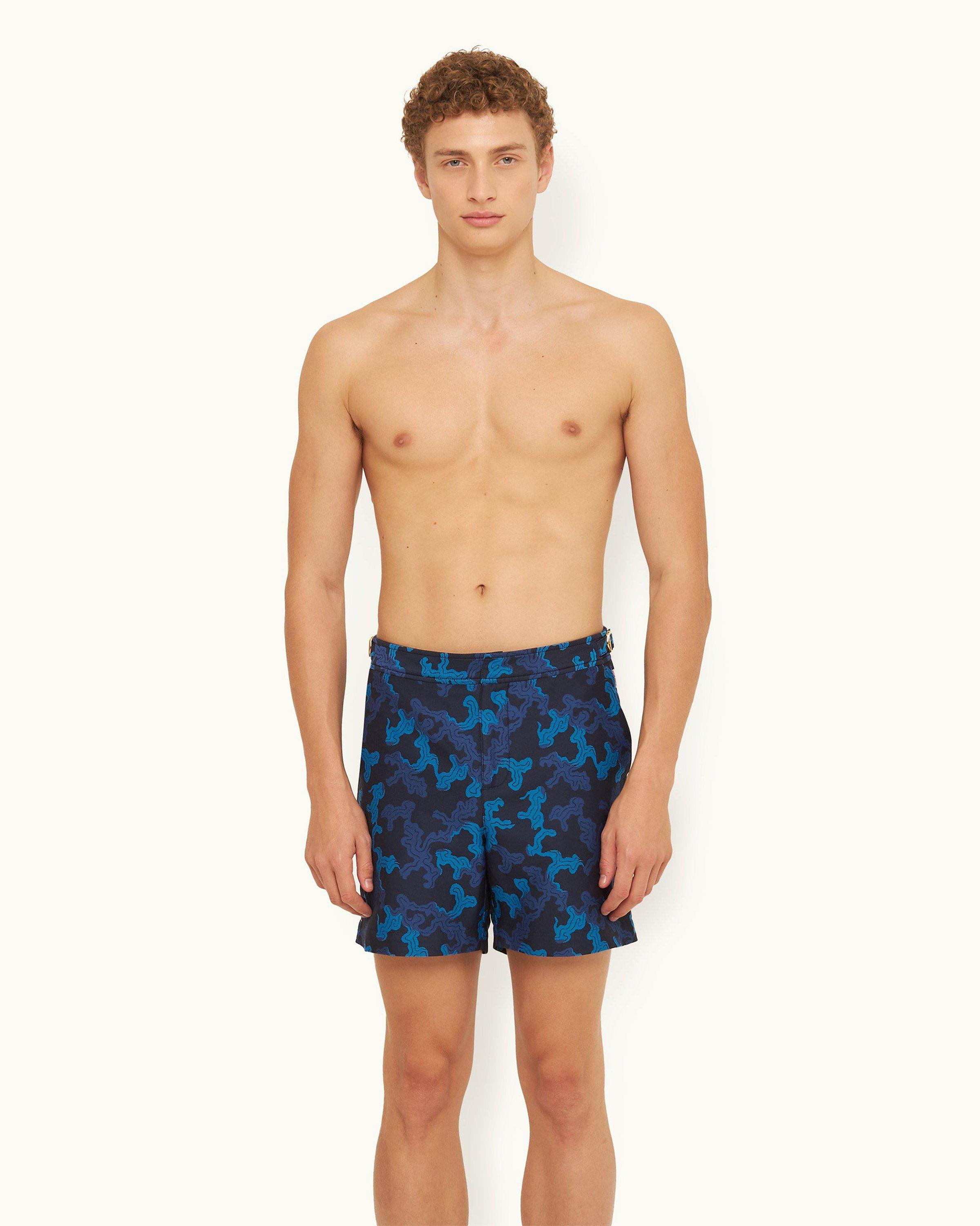 Orlebar Brown| Dark Sapphire Jacquard Mid-Length Swim Shorts