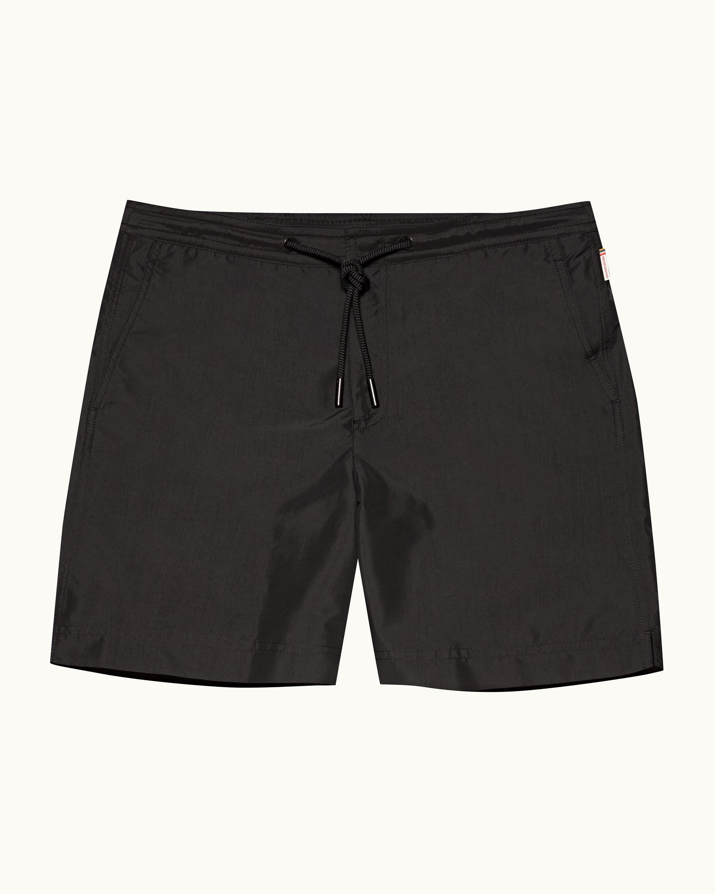 Orlebar Brown Black Mid Length Drawcord Swim Shorts For Men