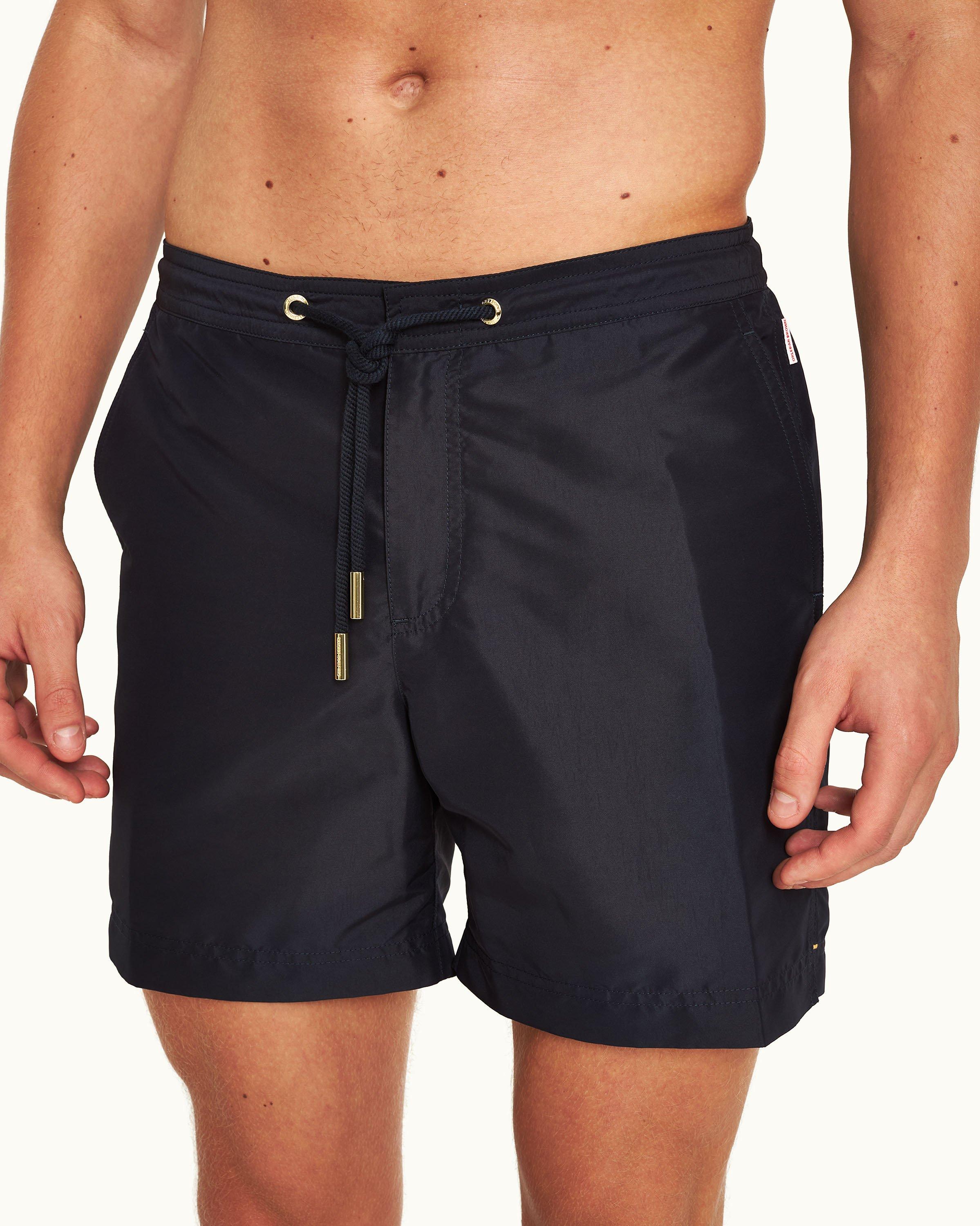 Orlebar Brown Bulldog - White Sand/Night Iris Geometric Orb Jacquard Mid-Length Swim Shorts