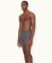 Bulldog Drawcord - Mens Mid-Length Drawcord Swim Shorts In Piranha Grey