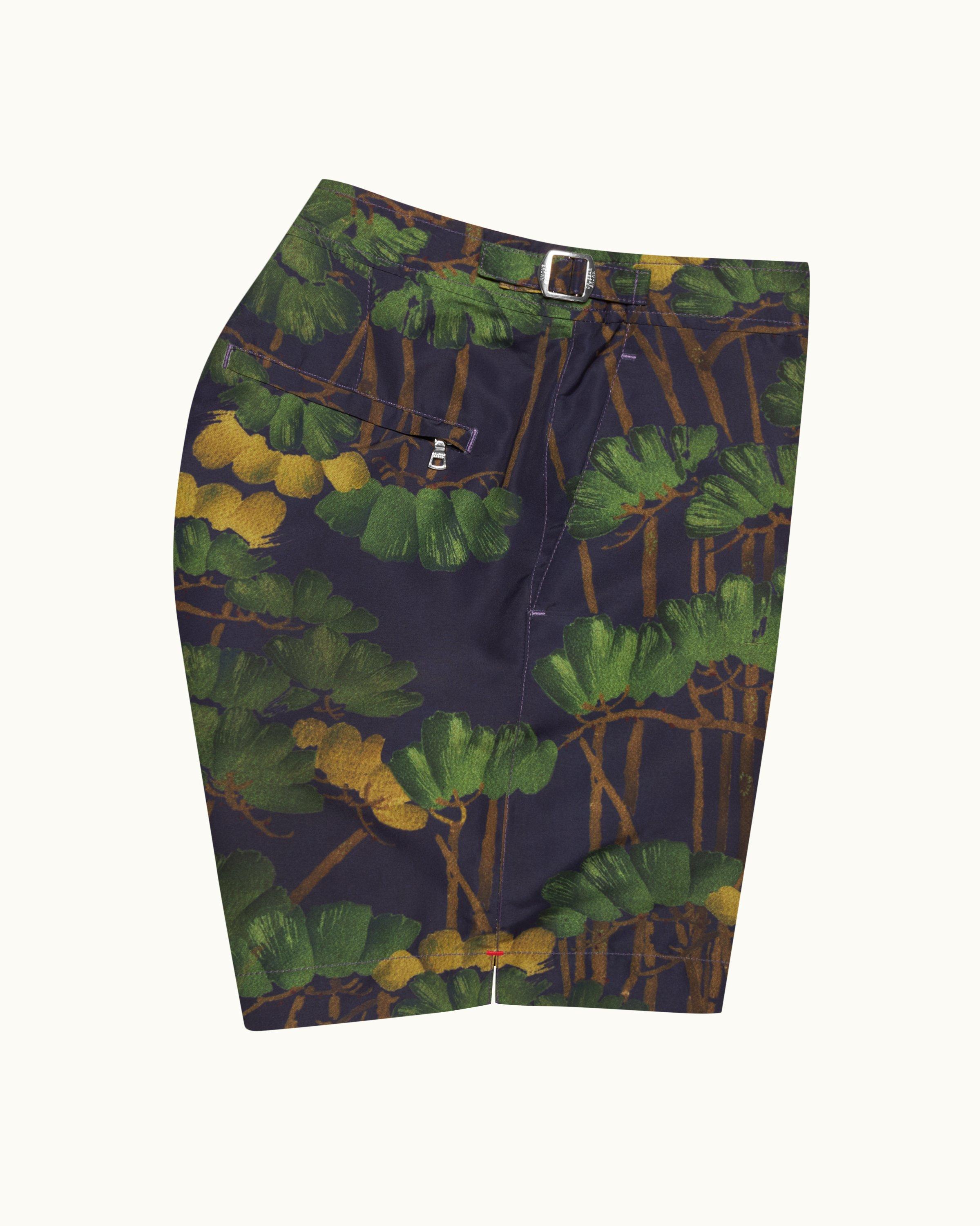 Orlebar Brown Bulldog - White Sand/Night Iris Geometric Orb Jacquard Mid-Length Swim Shorts