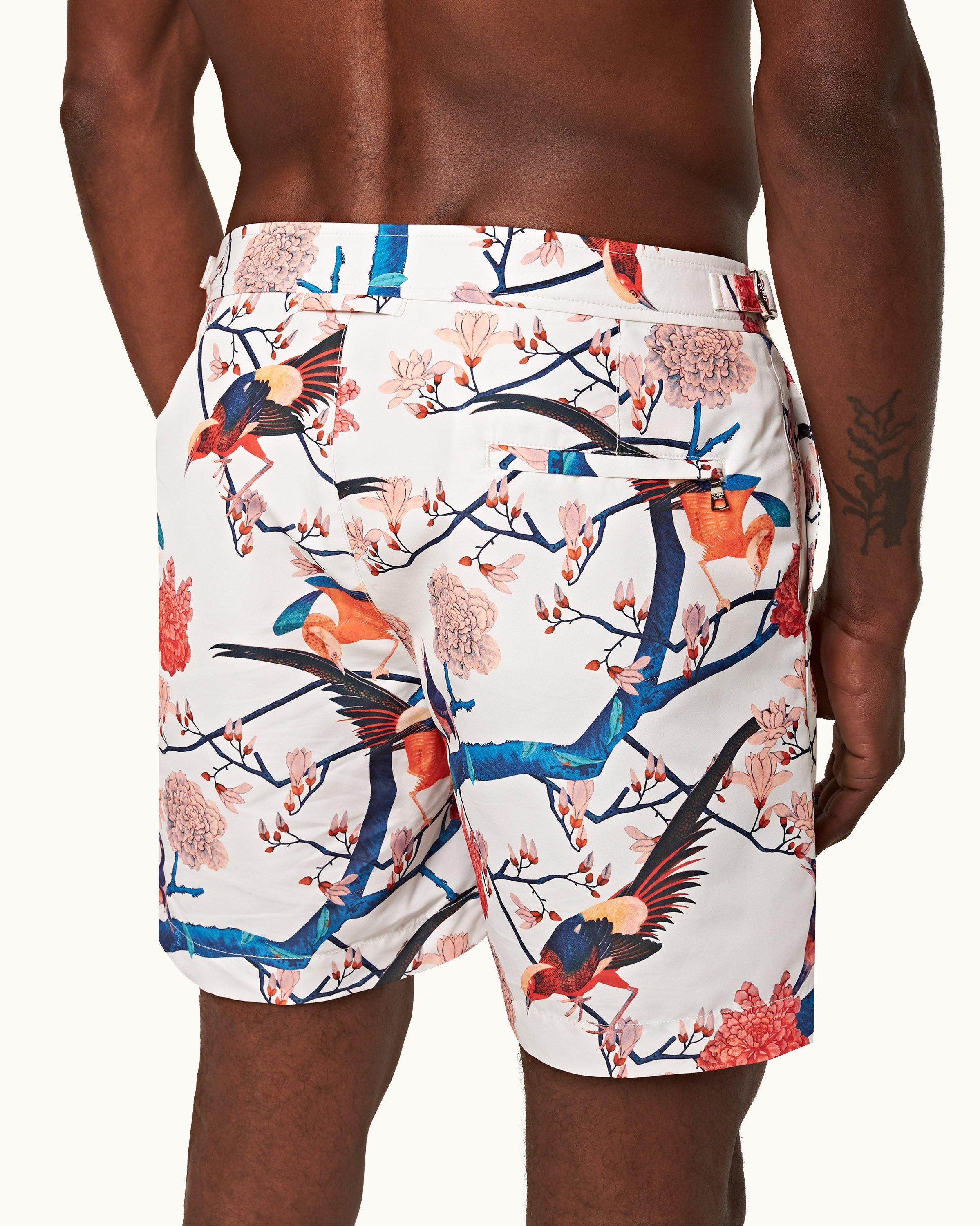 White Sand Flight Of Fantasy Mid-Length Swim Shorts