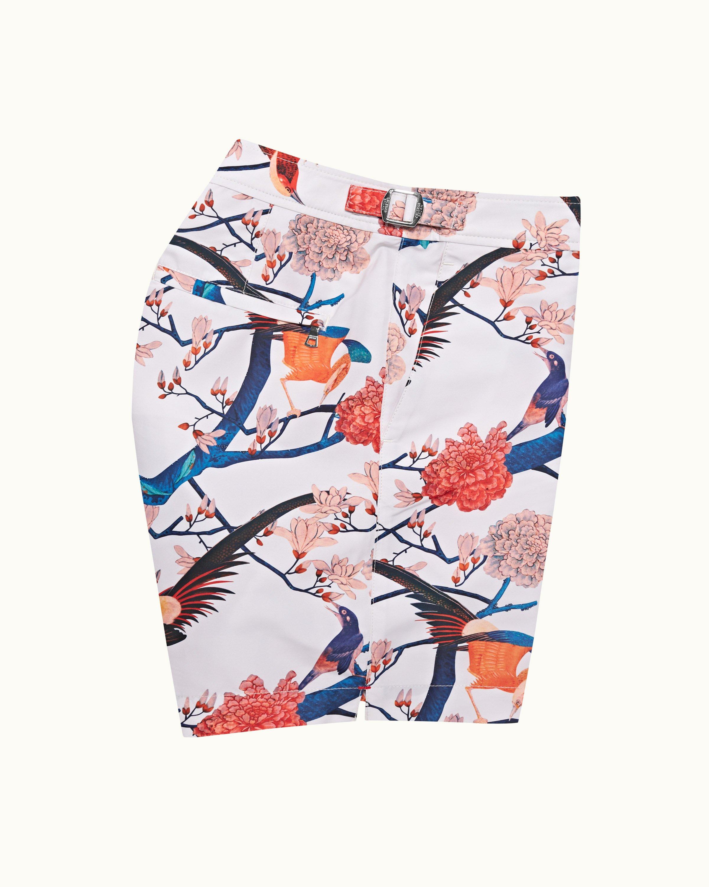 Orlebar Brown Bulldog - White Sand/Night Iris Geometric Orb Jacquard Mid-Length Swim Shorts