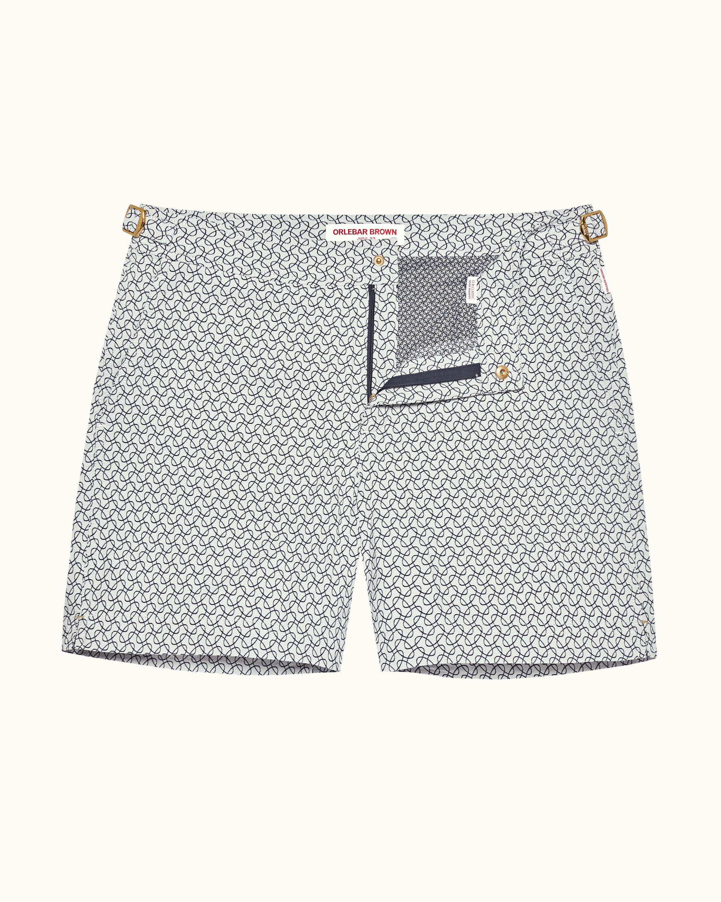 TH Monogram Mid Length Swim Shorts, BLUE