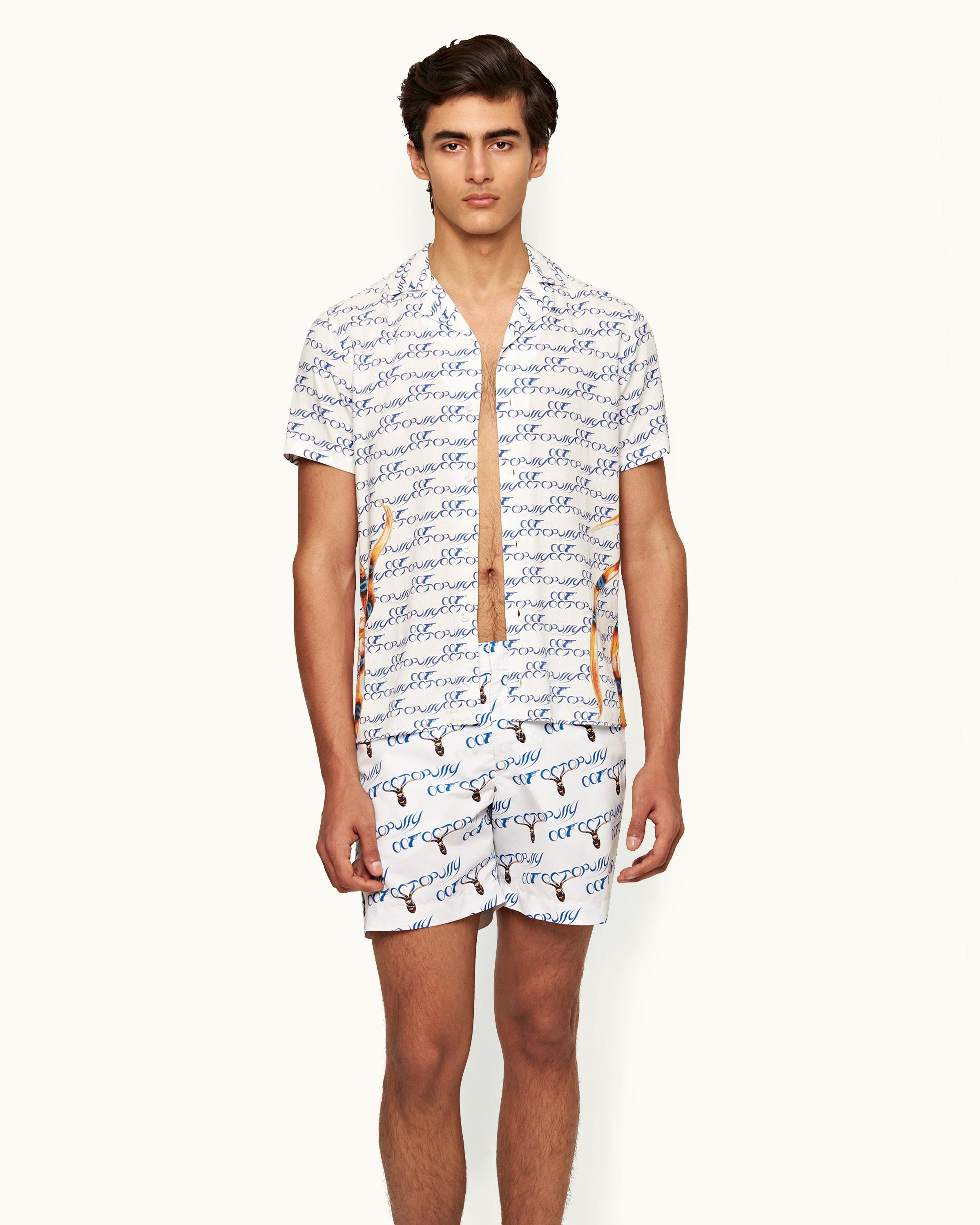 Orlebar Brown | 007 Octopussy Repeat Print Mid-Length Swim Shorts