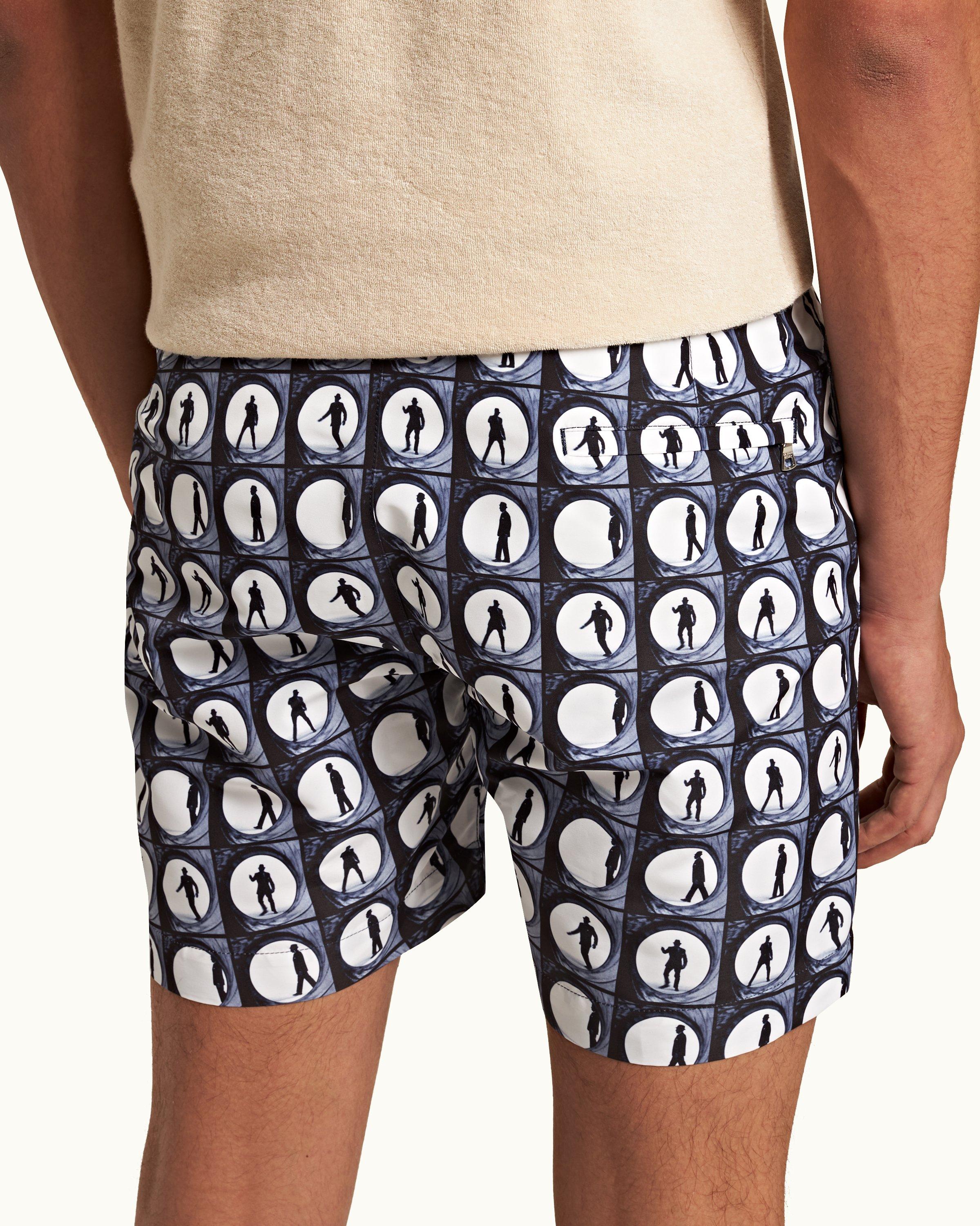 Orlebar Brown Bulldog Sunny Deco Printed Swimshorts Midnight Navy at CareOf