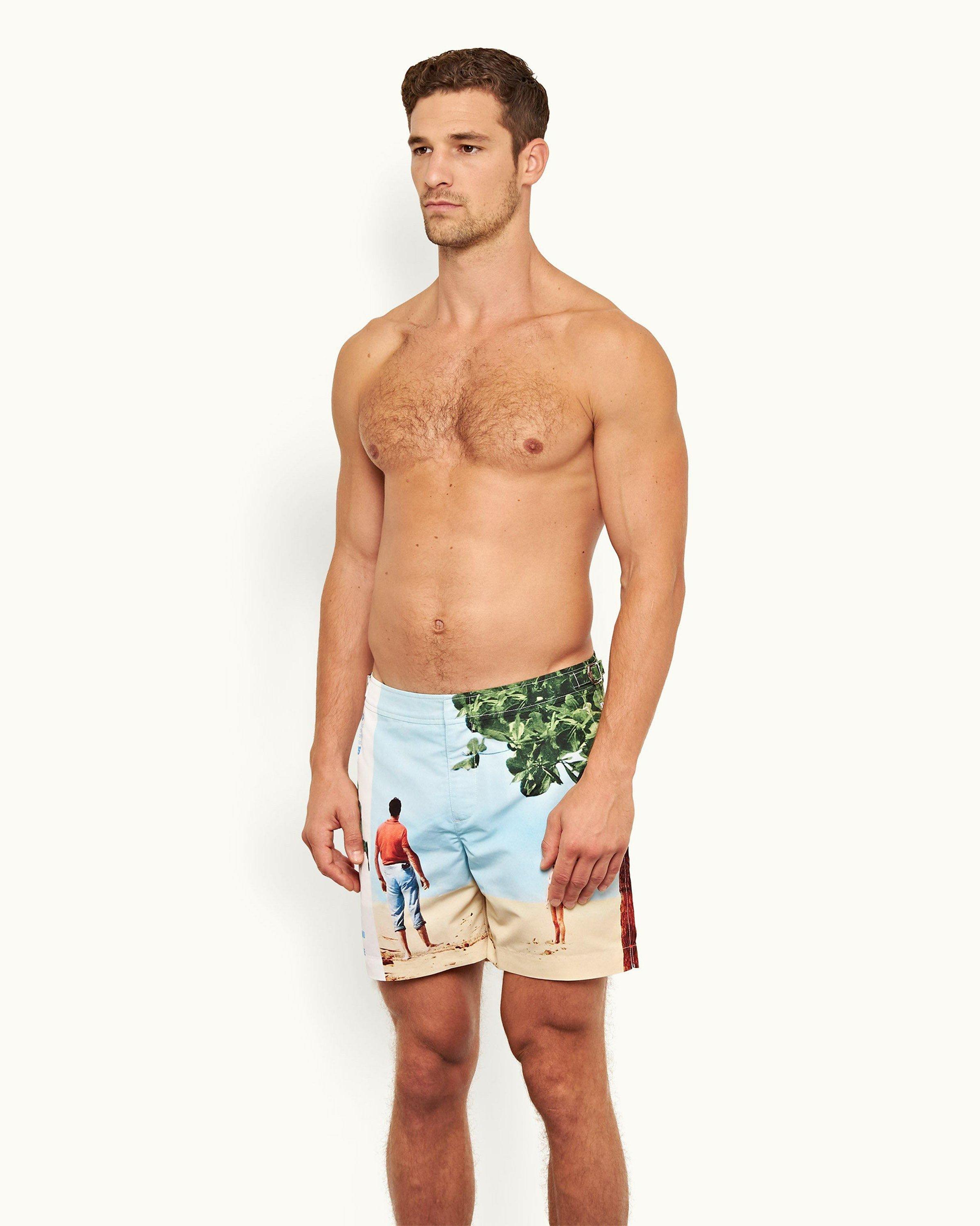 Orlebar Brown Bulldog Sunny Deco Printed Swimshorts Midnight Navy at CareOf