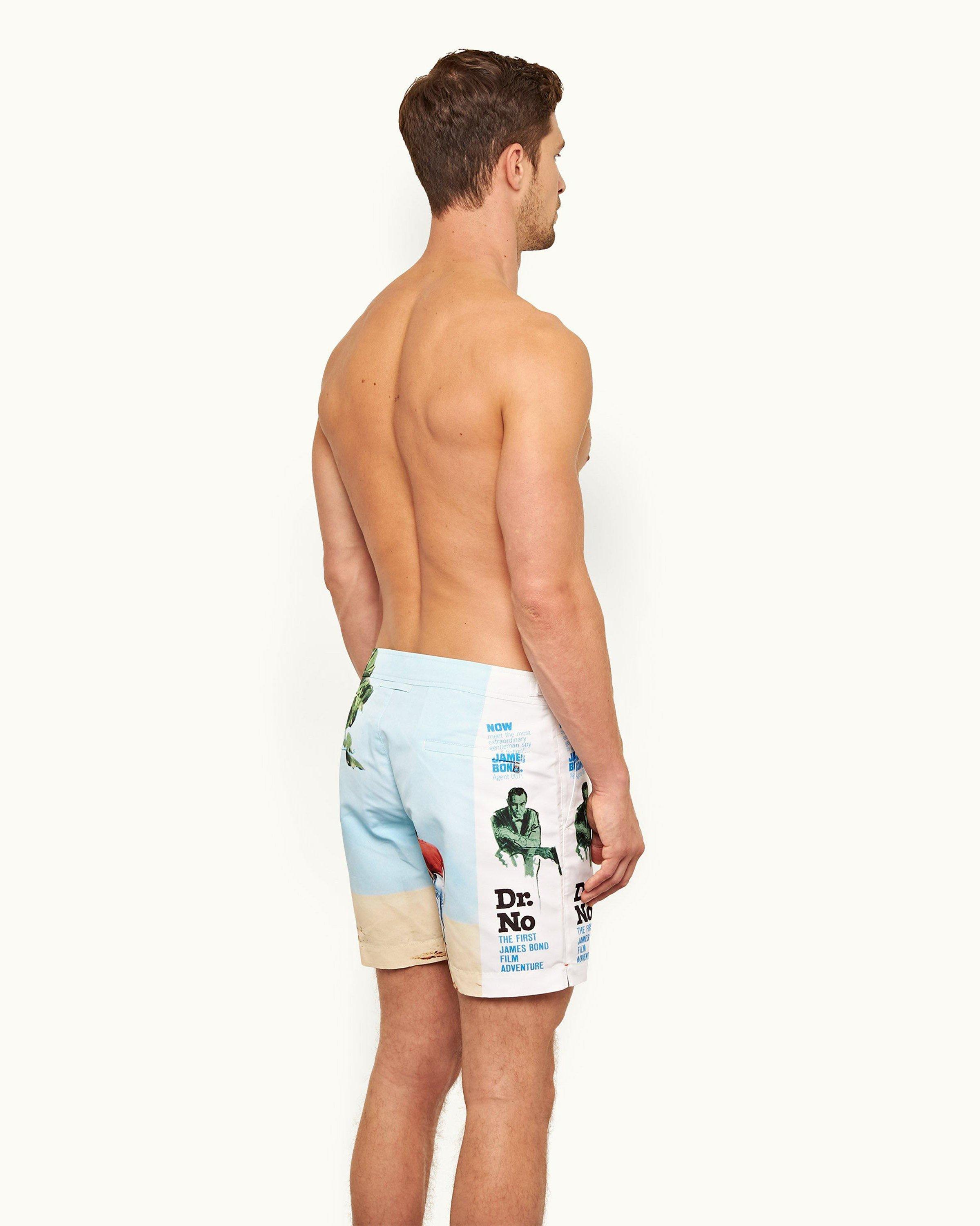 Orlebar Brown Black/Port Bulldog X Aquila Print Mid-Length Swim Shorts