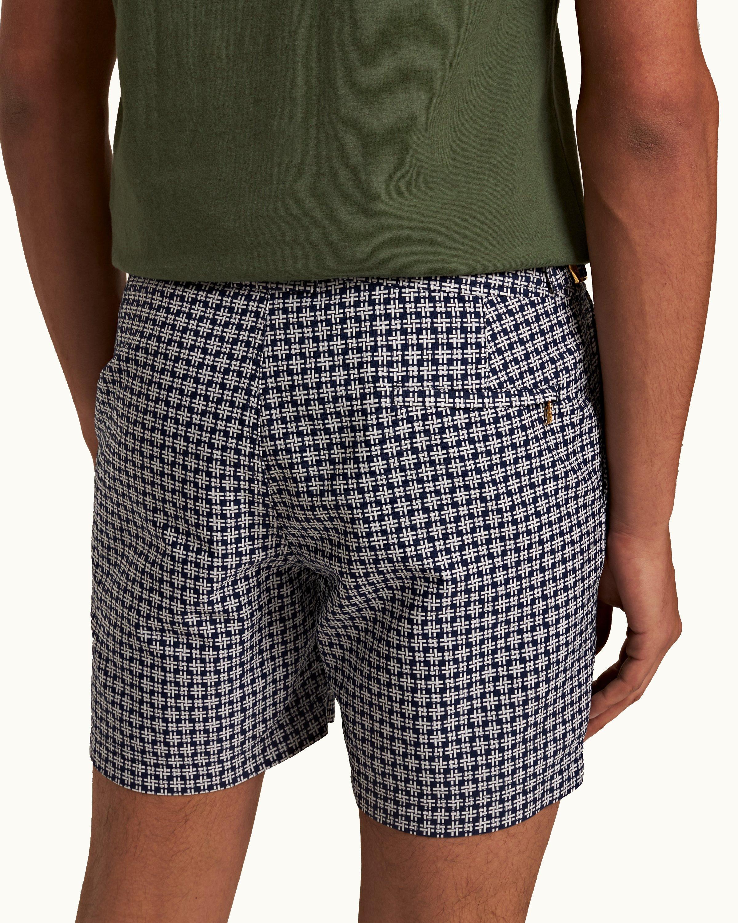 007 Bulldog jacquard swim trunks in blue - Orlebar Brown