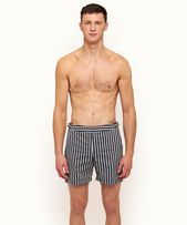 Bulldog - Mens Navy/Cloud Stripe Mid-Length Swim Shorts