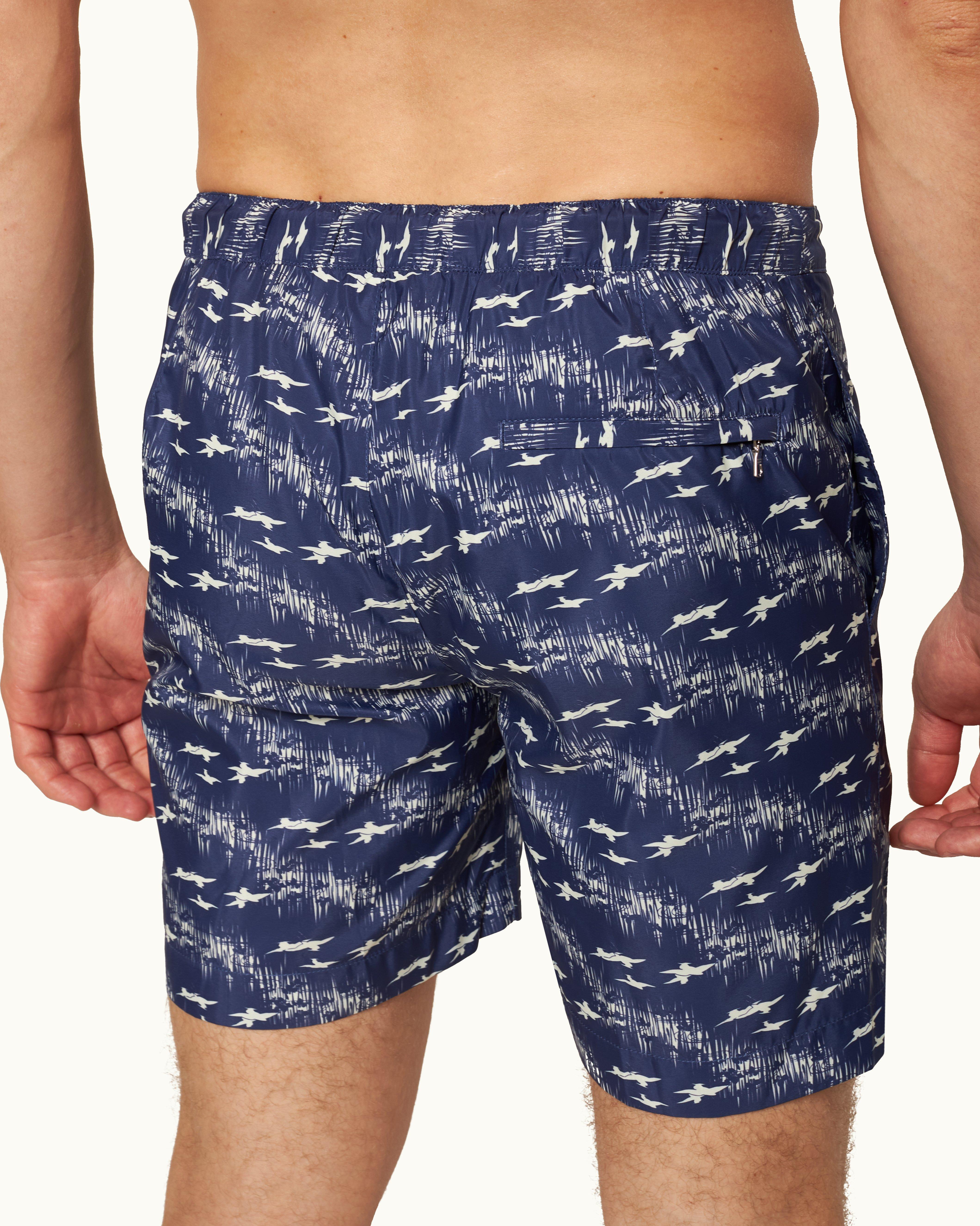 Mens Dark Blue Mid-Length Swim Shorts