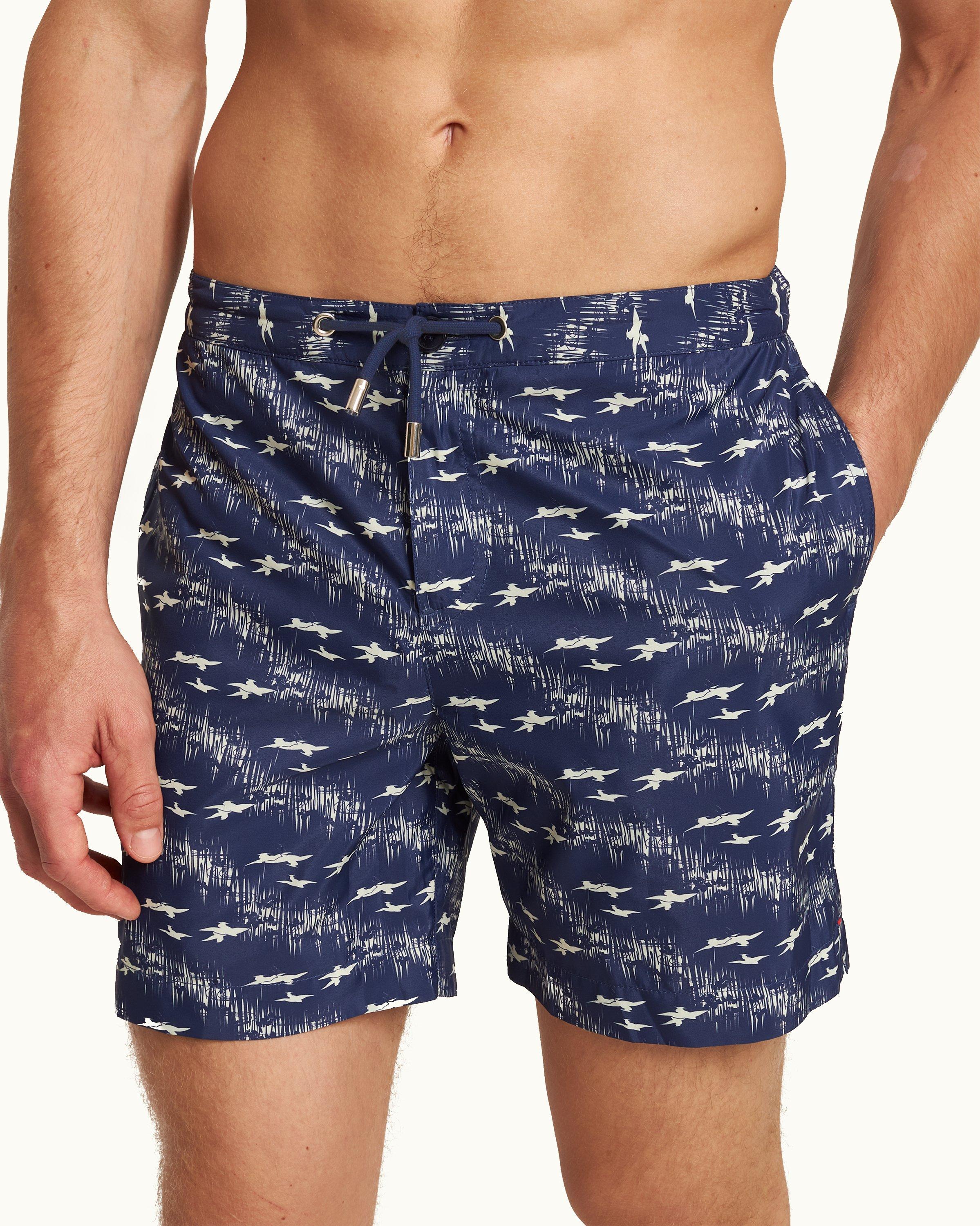 Mens Dark Blue Mid-Length Swim Shorts