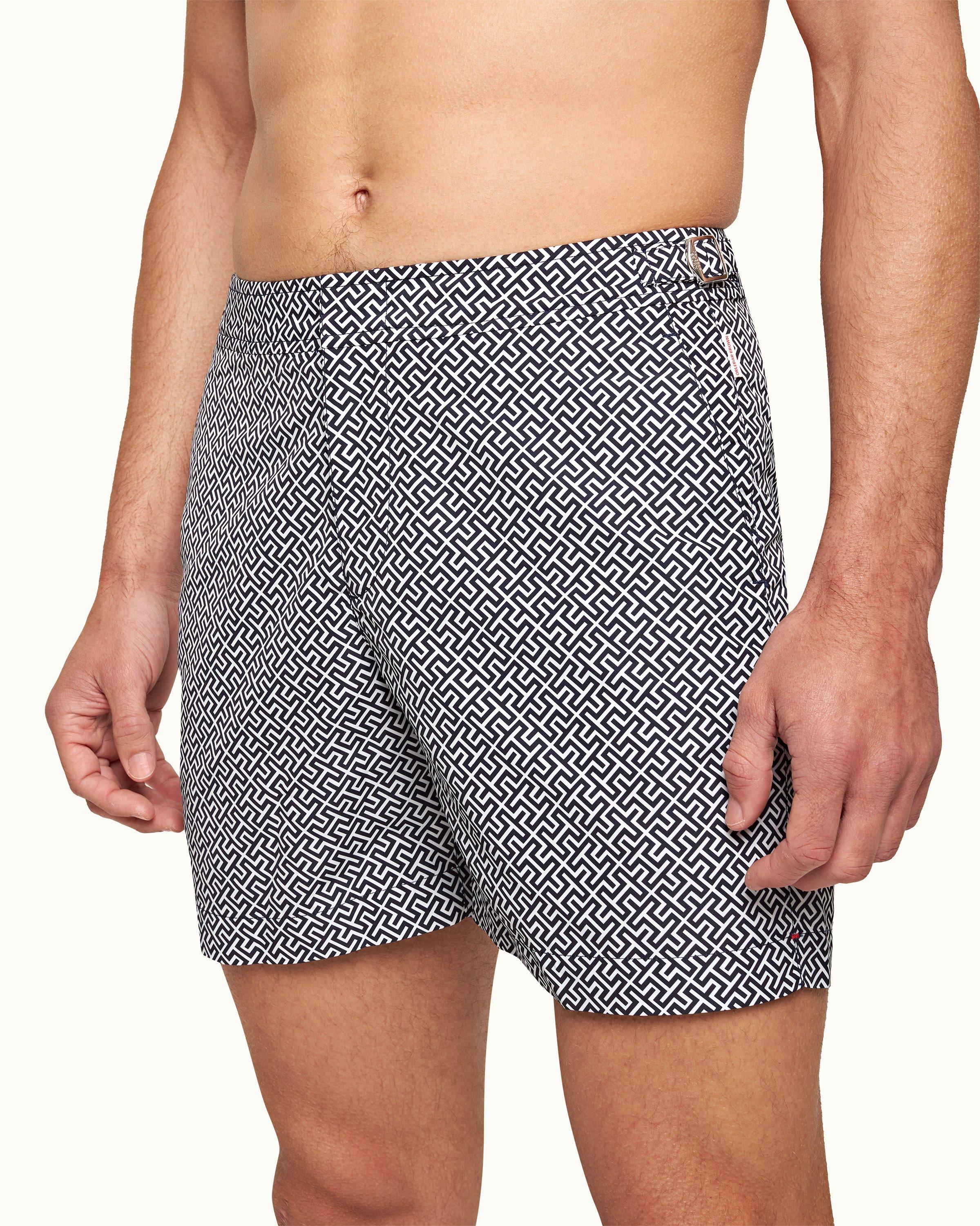 Orlebar Brown Bulldog Sunny Deco Printed Swimshorts Midnight Navy at CareOf