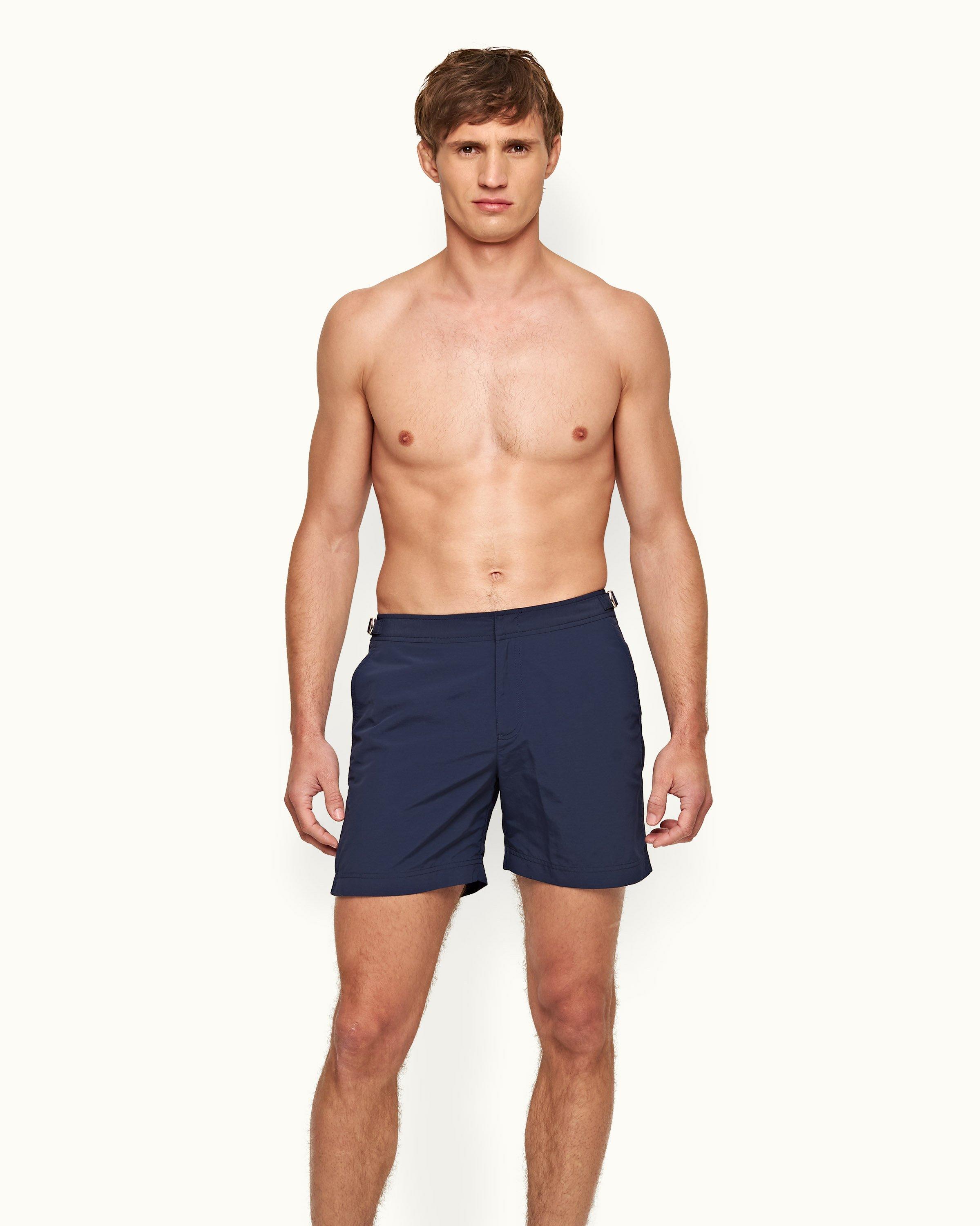 Short de bain court Bleu marine/Beige