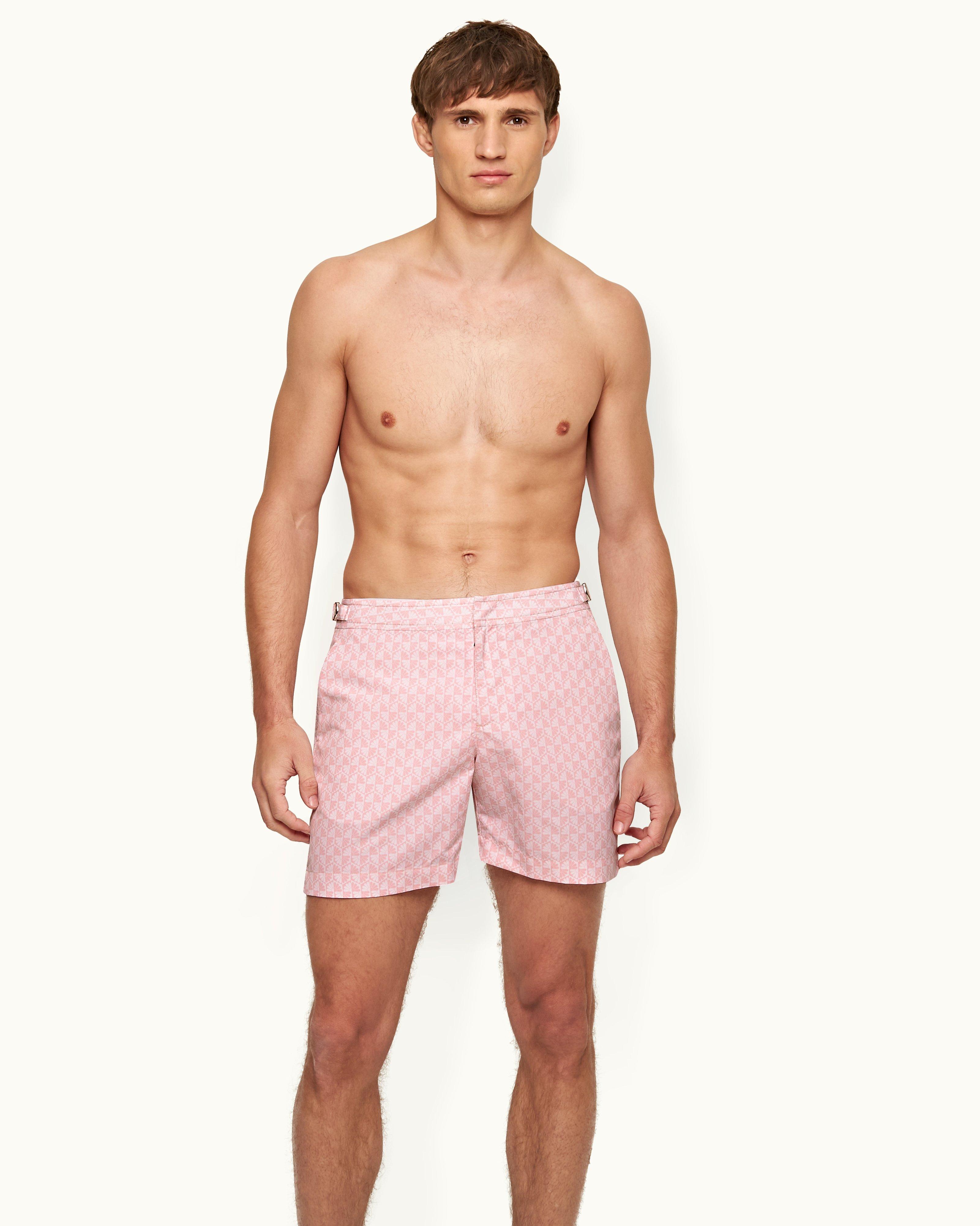 Orlebar Brown  Mittellange Badeshorts mit Otaru-Print in Pink/White