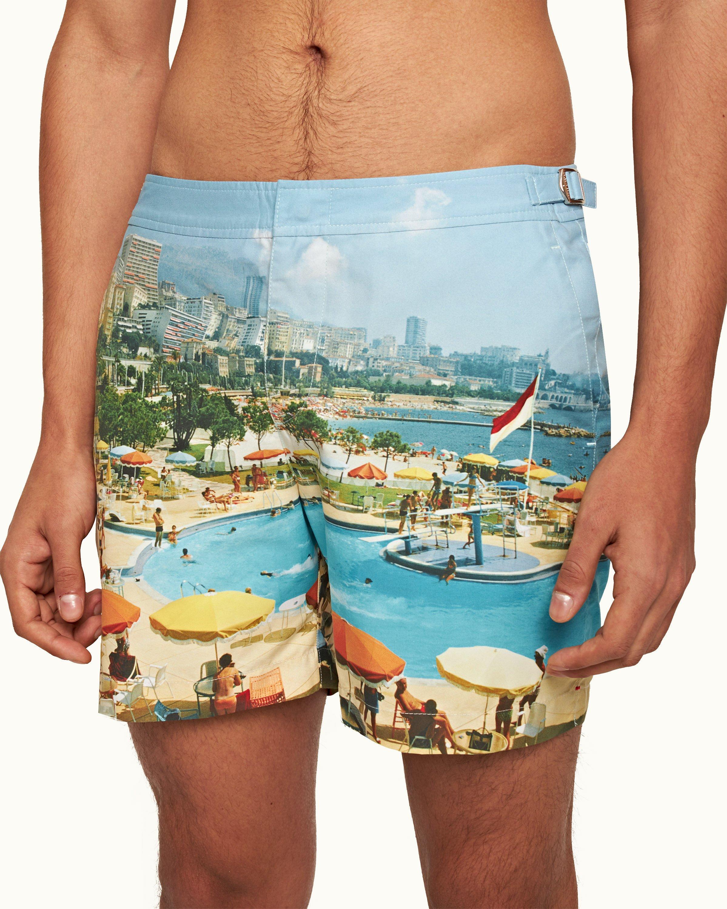 Orlebar Brown Bulldog Sunny Deco Printed Swimshorts Midnight Navy at CareOf