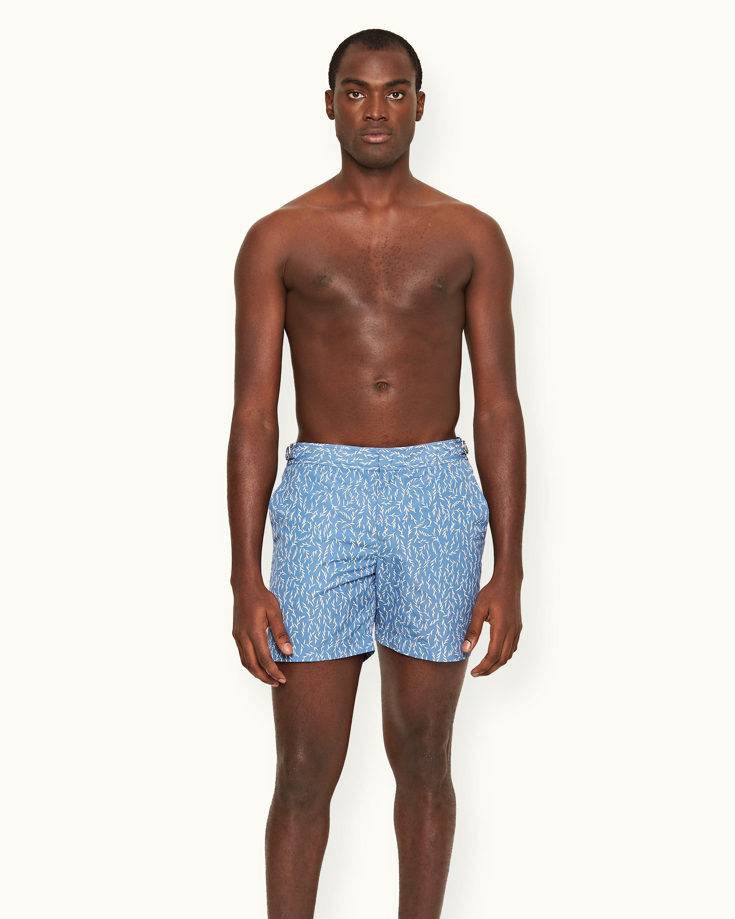 Orlebar Brown Springfield Blue Sedge Print Mid Length Swim Shorts