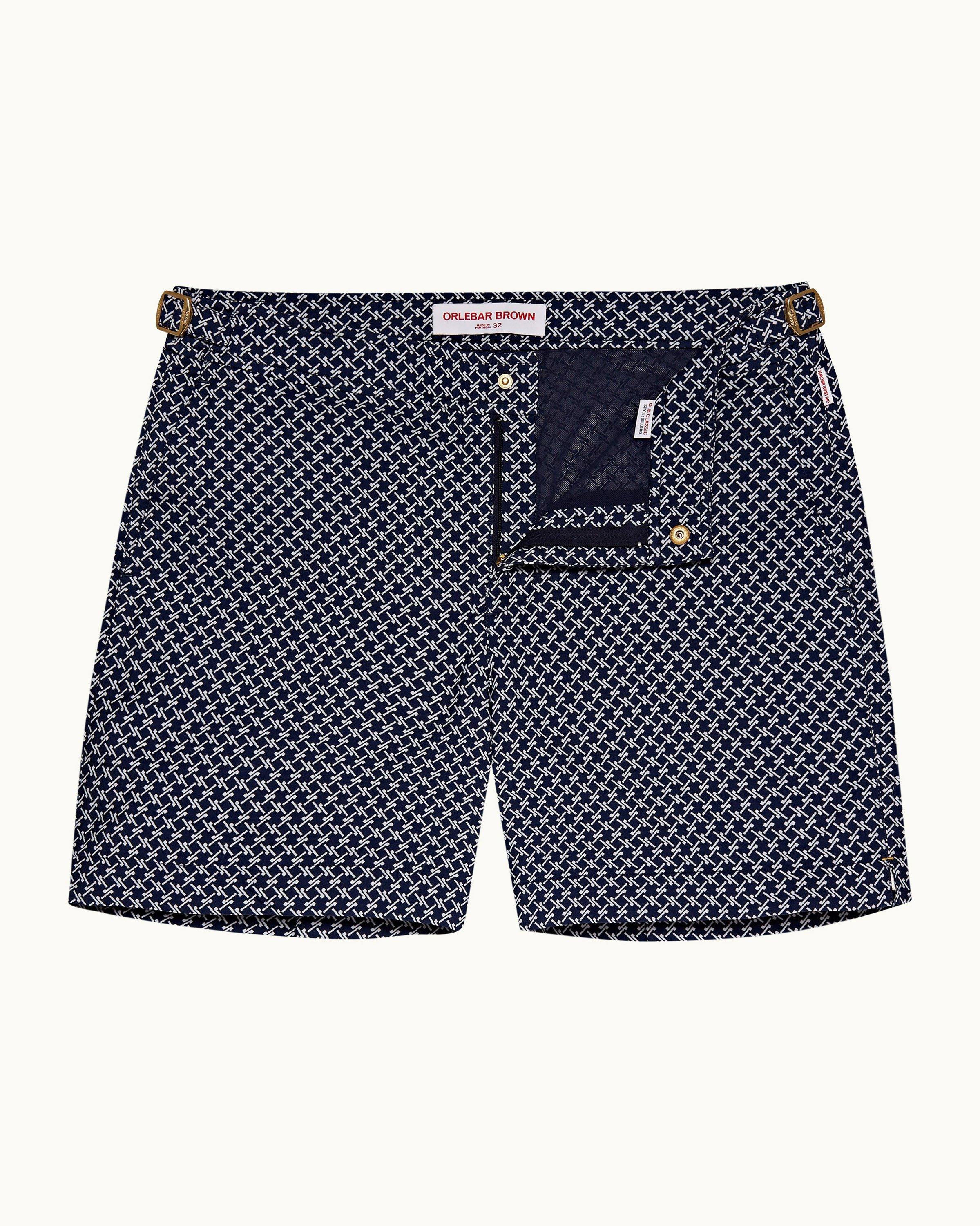 Night Iris/Cloud Seglas Jacquard Mid-Length Swim Shorts