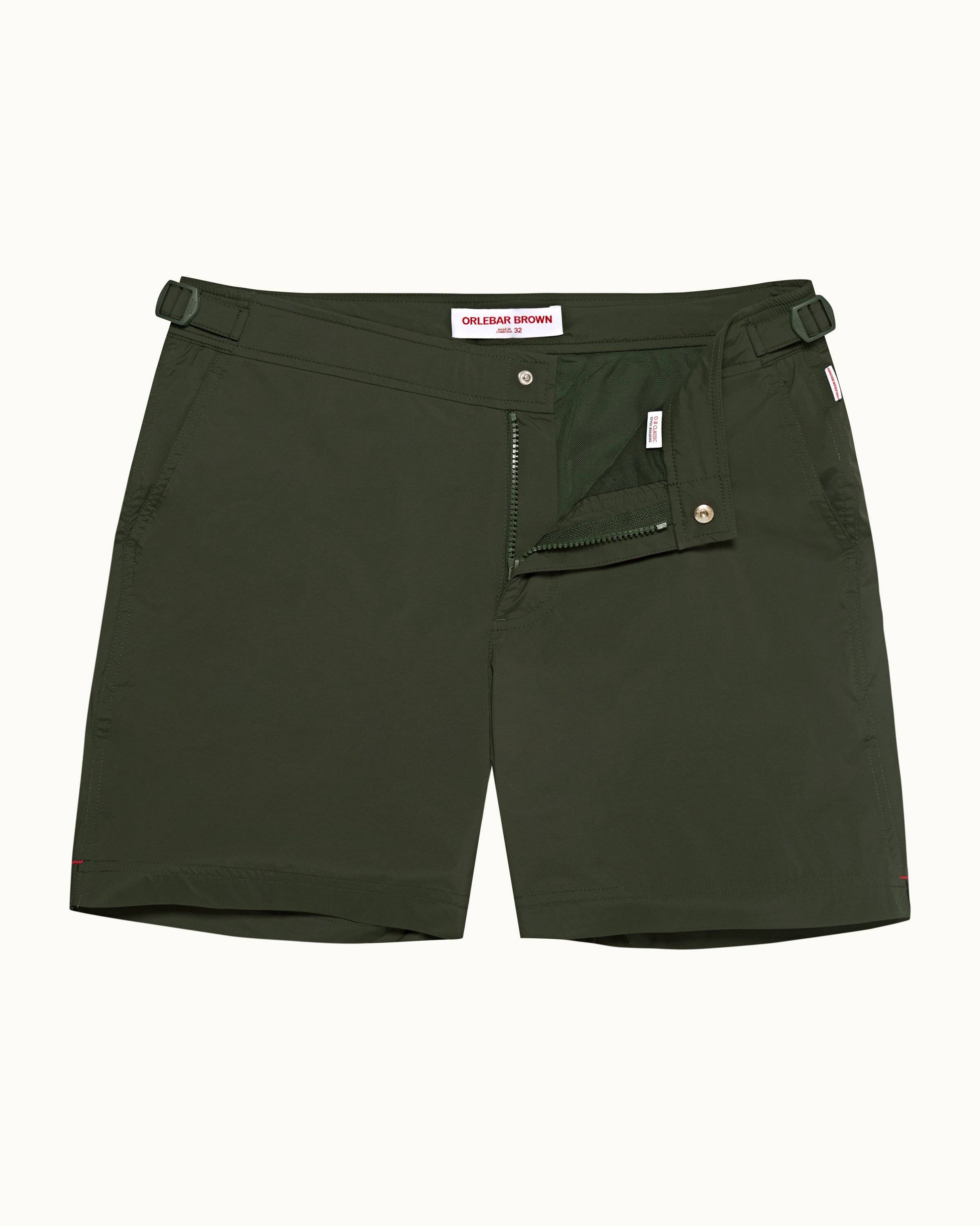 Mens Green Mid Length Swim Shorts Sporty Swimwear Orlebar Brown