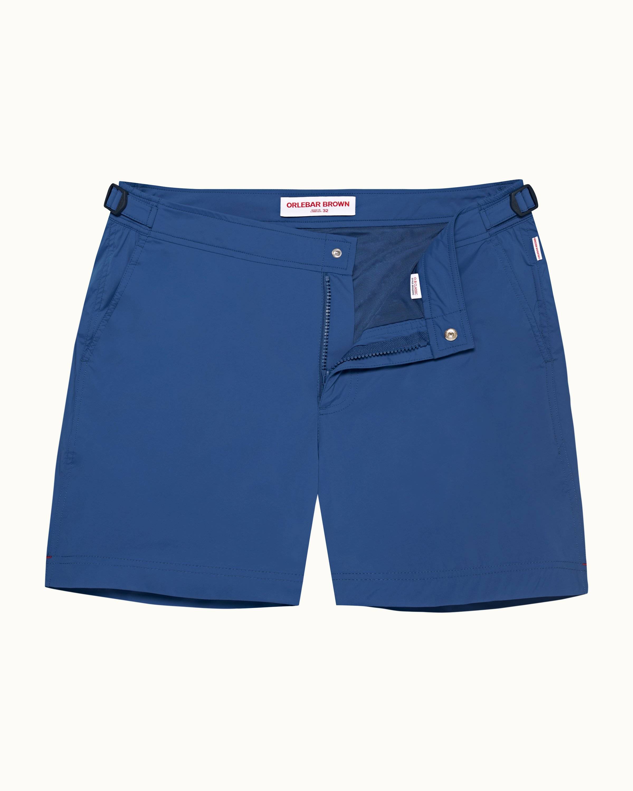 Mens Blue Mid Length Swim Shorts Sporty Swimwear Orlebar Brown