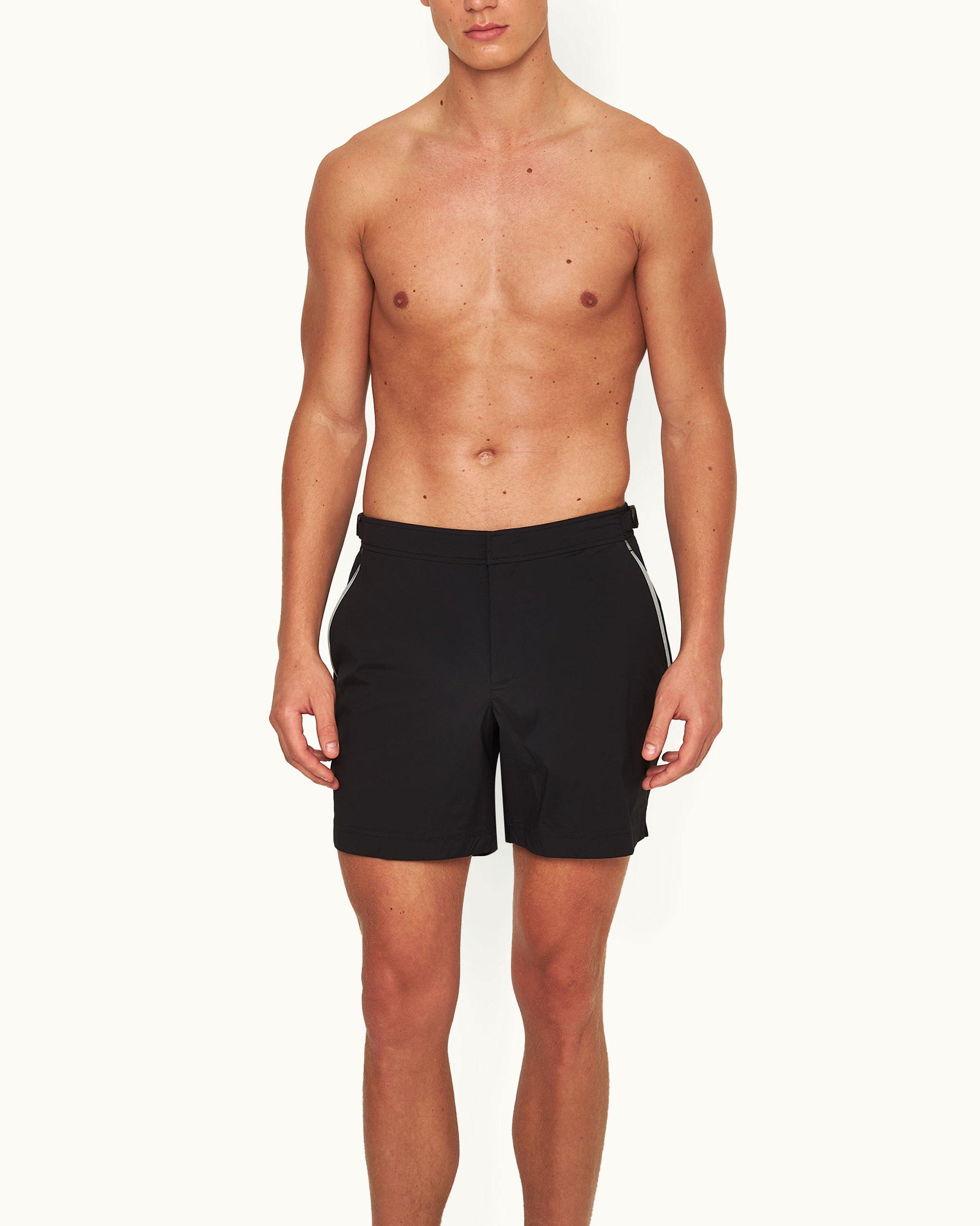 Orlebar Brown Black Mid Length Stretch Nylon Swim Shorts For Men