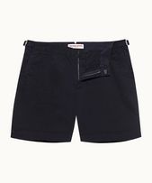 Bulldog Stretch-Cotton - Mens Dark Navy Stretch-Cotton Mid-Length Shorts