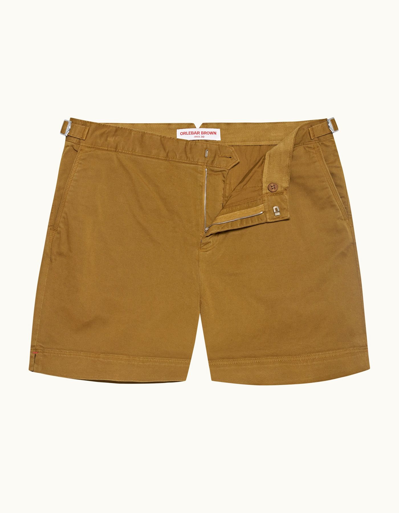 Bulldog Stretch-Cotton - Mens Golden Khaki Stretch-Cotton Mid-Length Shorts