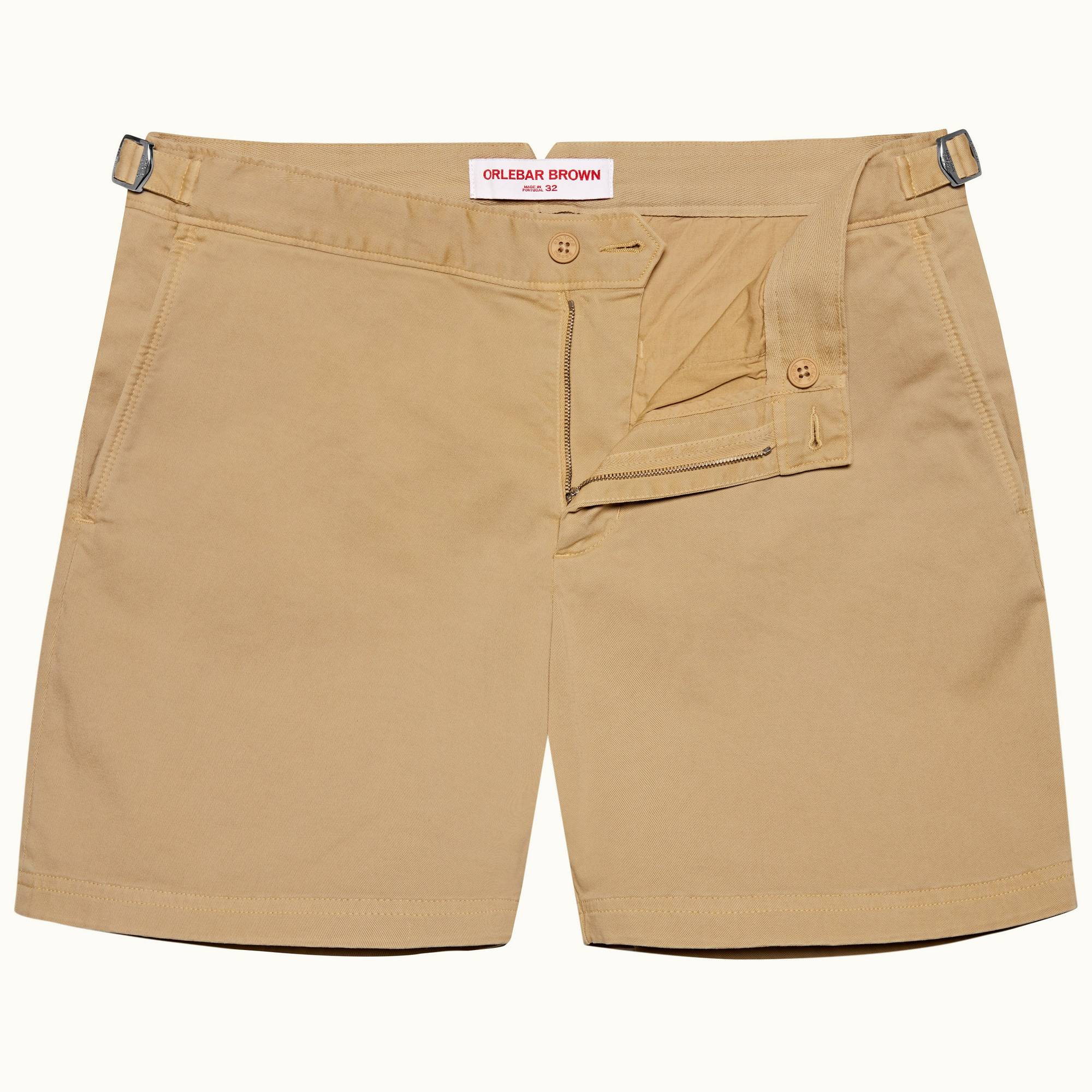 Bulldog Cotton - Mens Sand Dune Stretch-Cotton Mid-Length Shorts