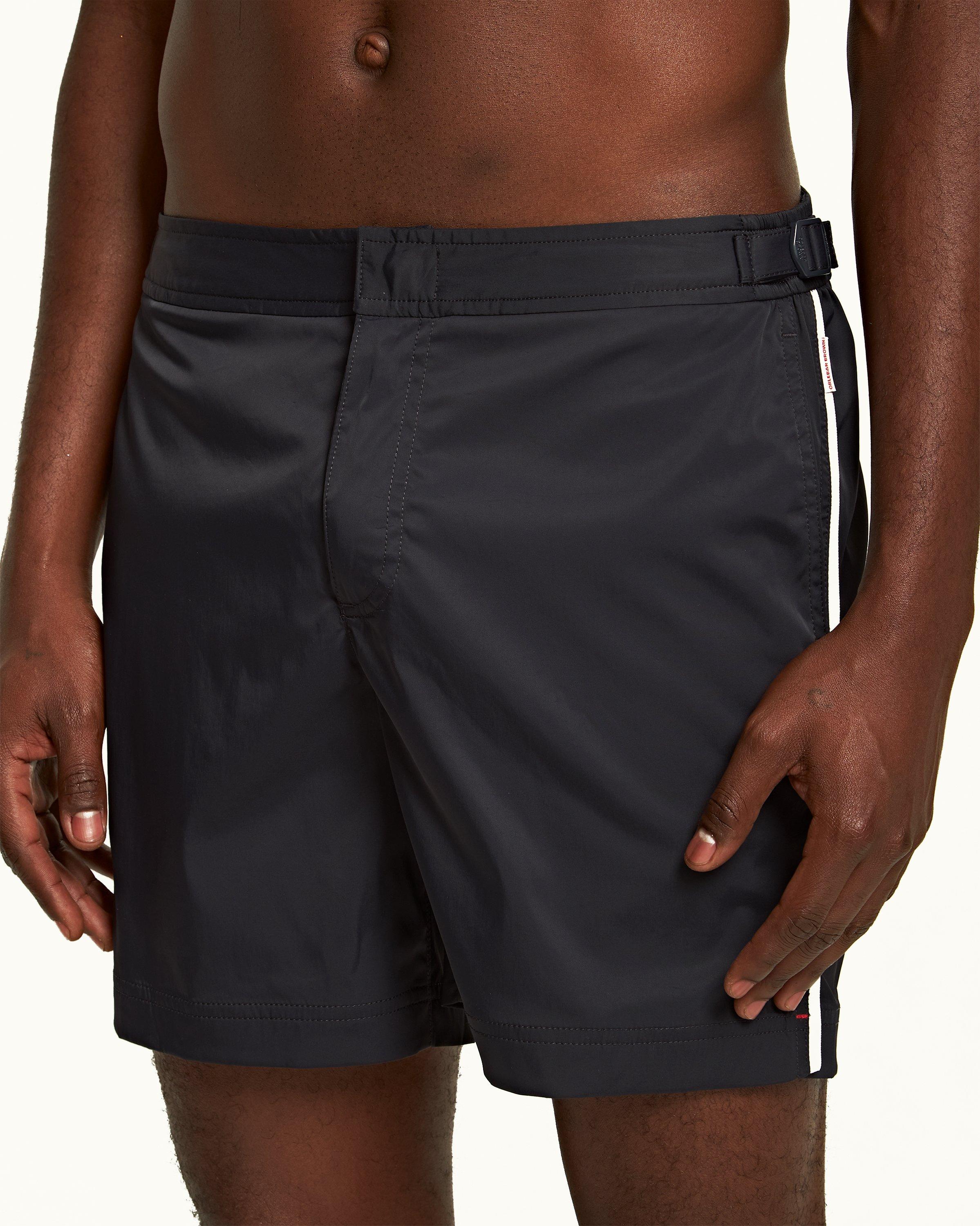 Orlebar Brown Bulldog - White Sand/Night Iris Geometric Orb Jacquard Mid-Length Swim Shorts